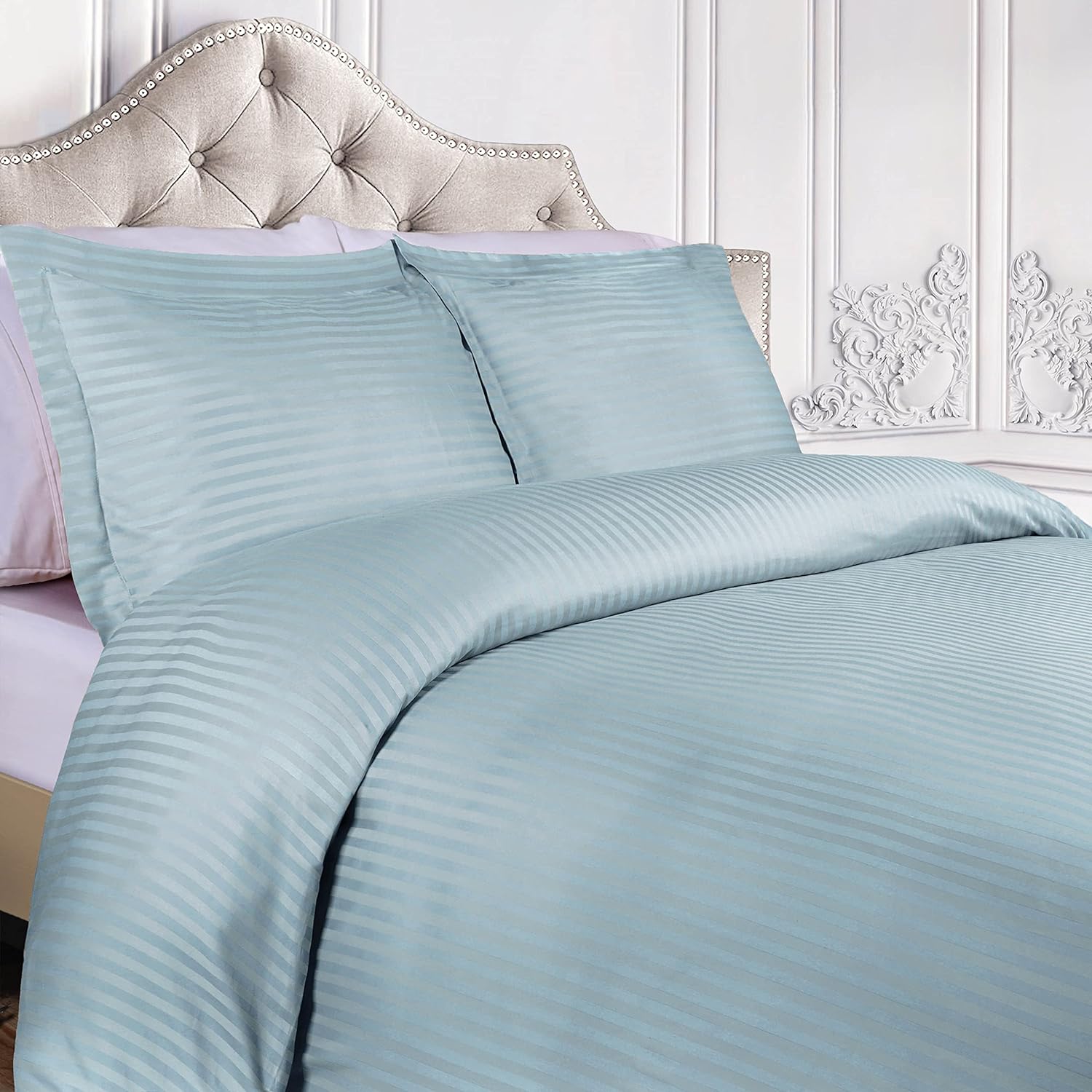 Premium Egyptian Cotton 300 Thread Count Duvet Cover Set - Soft Luxury Bedding for Master Bedroom & Guest Room (Queen/King Size) | Breathable & Wrinkle-Resistant for All-Season Comfort