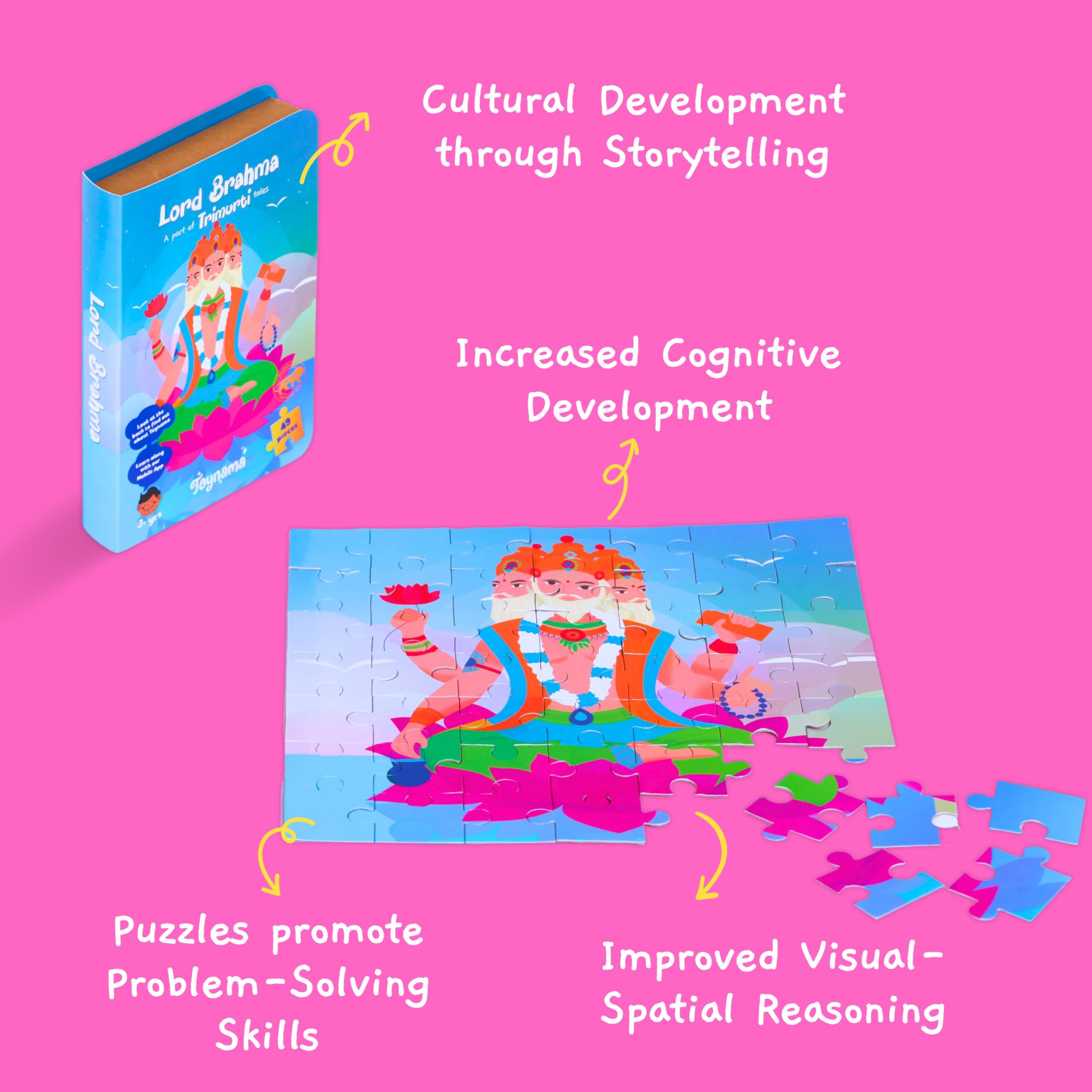 Toynama 49-Piece Brahma Jigsaw Puzzle for Kids Ages 3+ | Educational Learning Toy with Interactive App | Perfect for Preschool Classroom, Birthday Gifts & Family Game Night