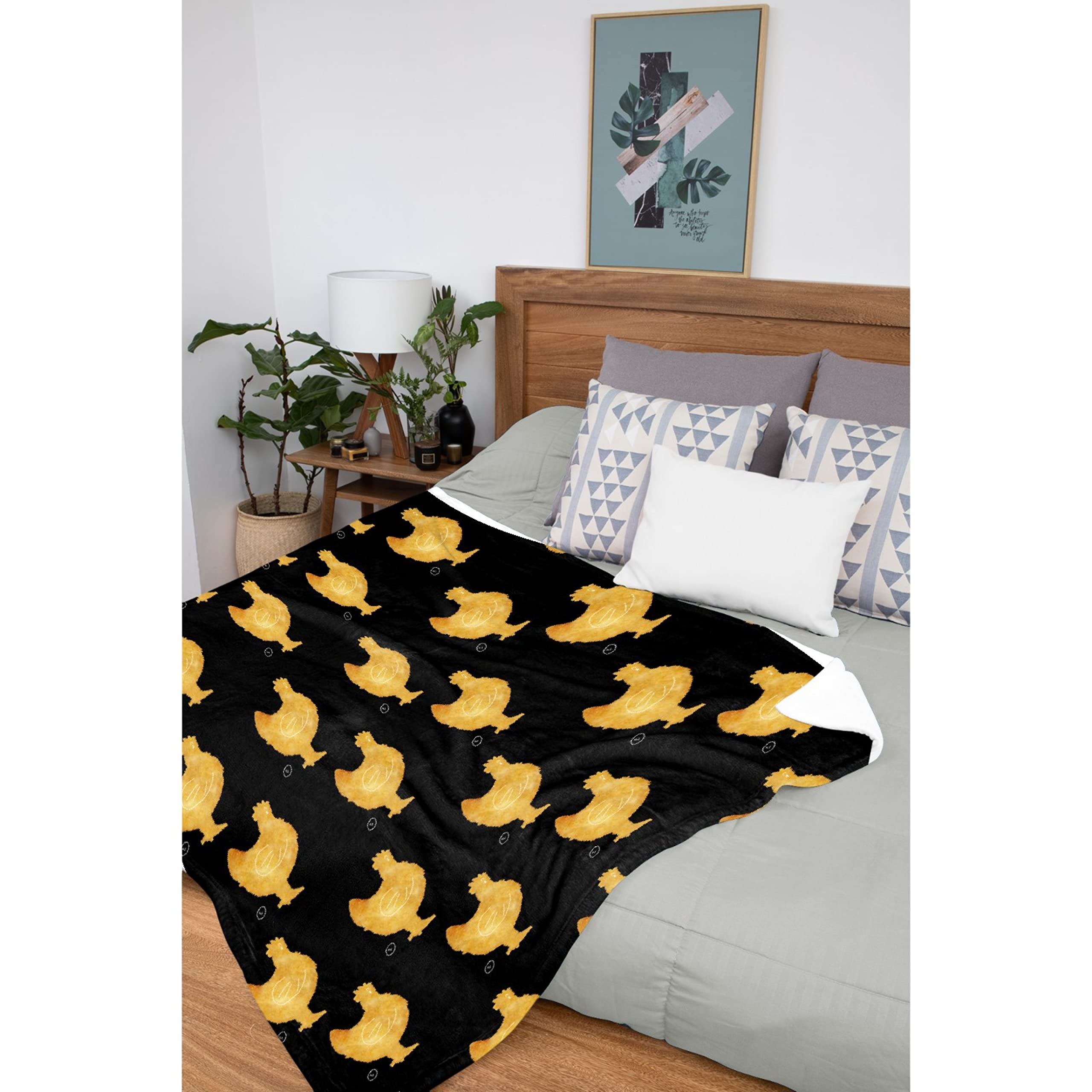 Premium Black Chicken Nugget Throw Blanket - Ultra Soft Flannel Fleece Blanket for Gifts, Plush Lightweight Cozy Blanket for Couch, Sofa & Bed - All Season XL 120x90 inches - Perfect for Family Movie Nights, Camping & Home Decor