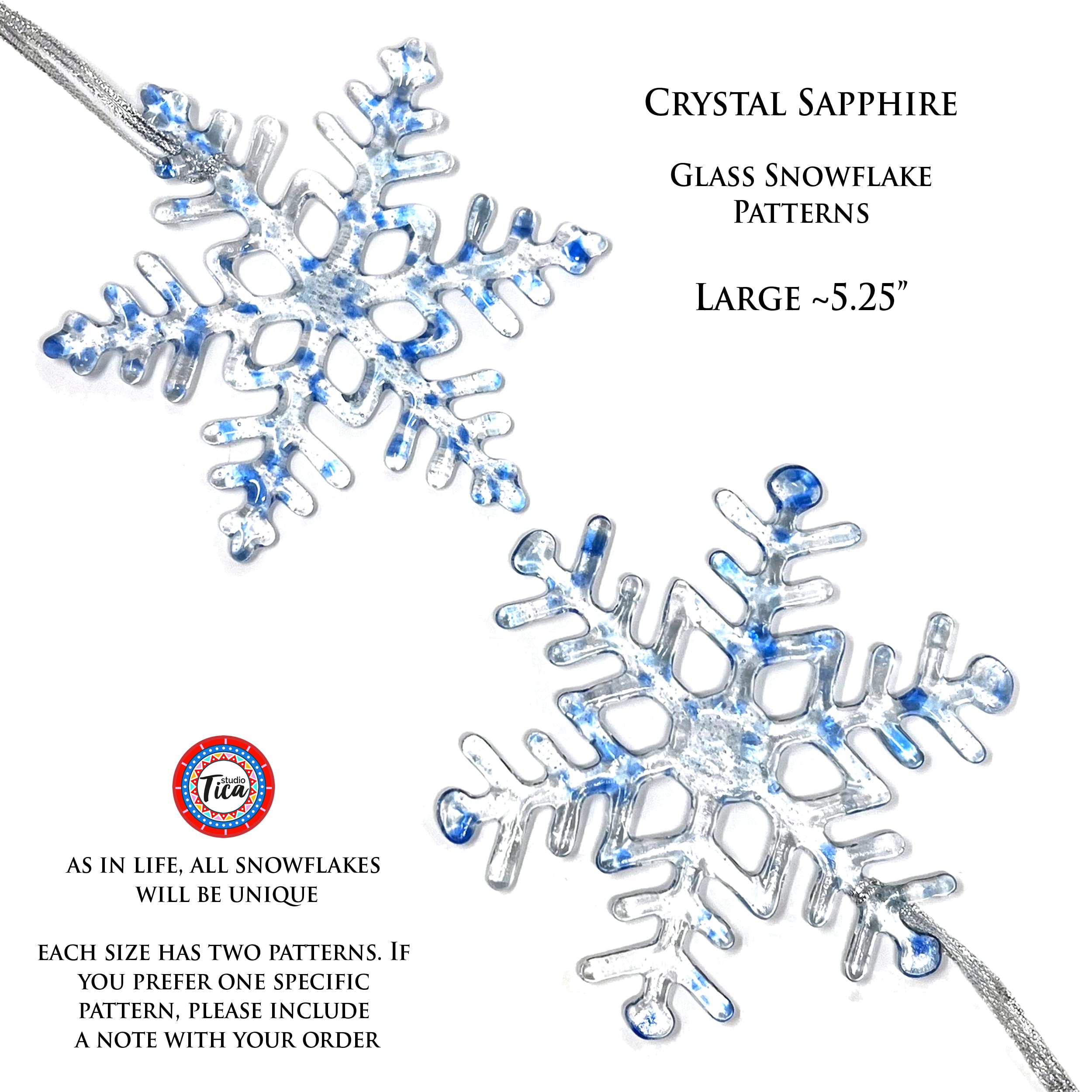 Handmade Sapphire Crystal Glass Snowflake Christmas Ornament - Large Modern Holiday Decoration for Christmas Tree, Suncatcher & Stocking Stuffer - 2024 Edition - Perfect for Festive Home Decor & Gift Giving