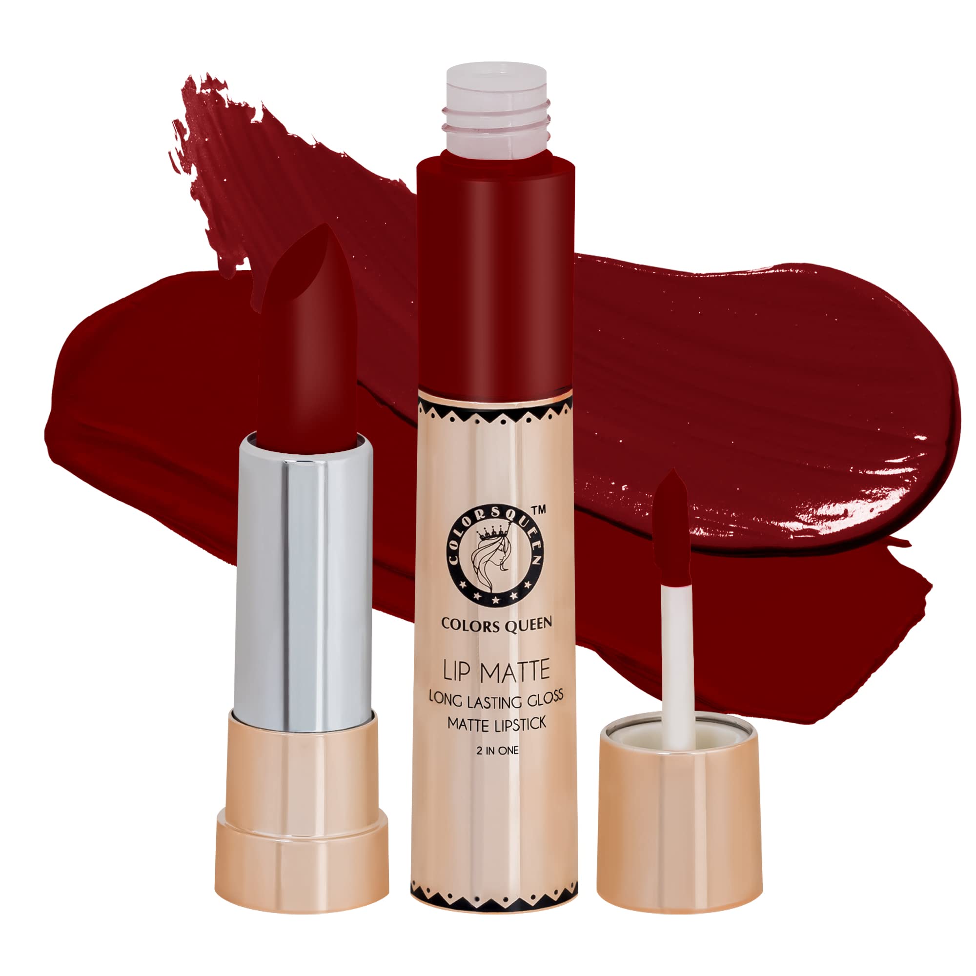 COLORS QUEEN Matte Lipstick - Rich Red Long Lasting Lip Color for Women | Perfect for Date Night, Parties & Everyday Wear