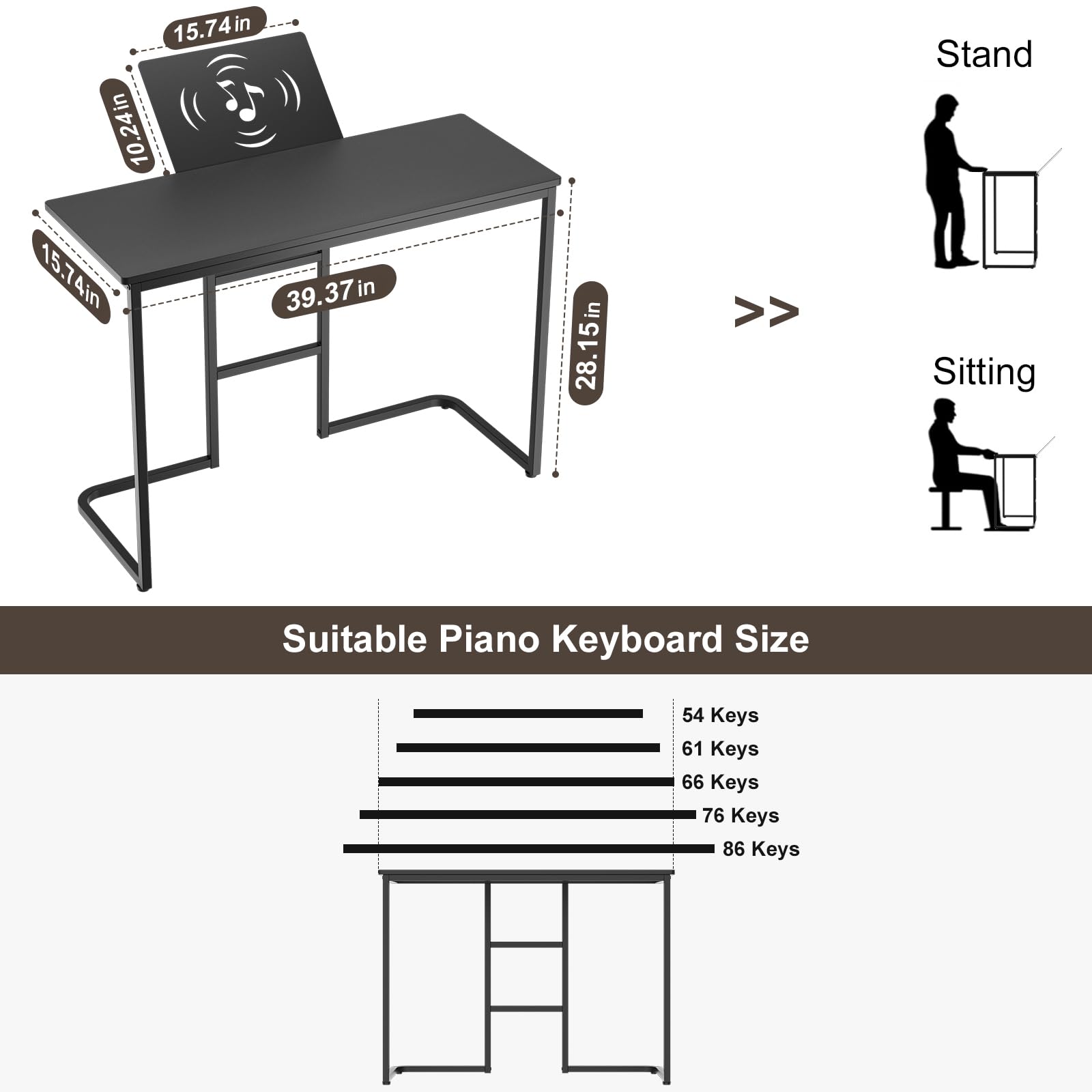 Heavy Duty Piano Stand for 54-88 Key Digital Pianos - Adjustable Keyboard Stand for Kids & Adults - Compatible with Yamaha, Casio, Roland - Perfect for Home Practice, Studio Recording & Live Performances (Black)