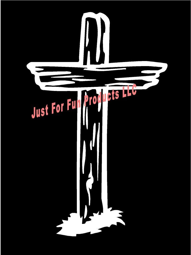 6 Pack 3.75 Inch Wooden Cross Christian Vinyl Decals - Durable Bumper Stickers for Cars, Trucks, Windows, Laptops - Perfect for Religious Expression & Personalizing Vehicles, Electronics