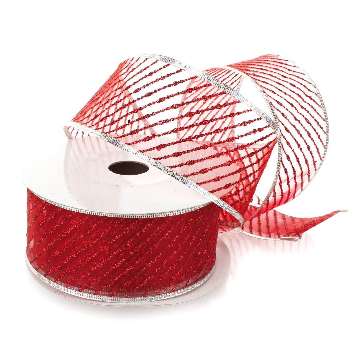 Metallic Banded Edge Sheer Diagonal Wired Ribbon 2.5