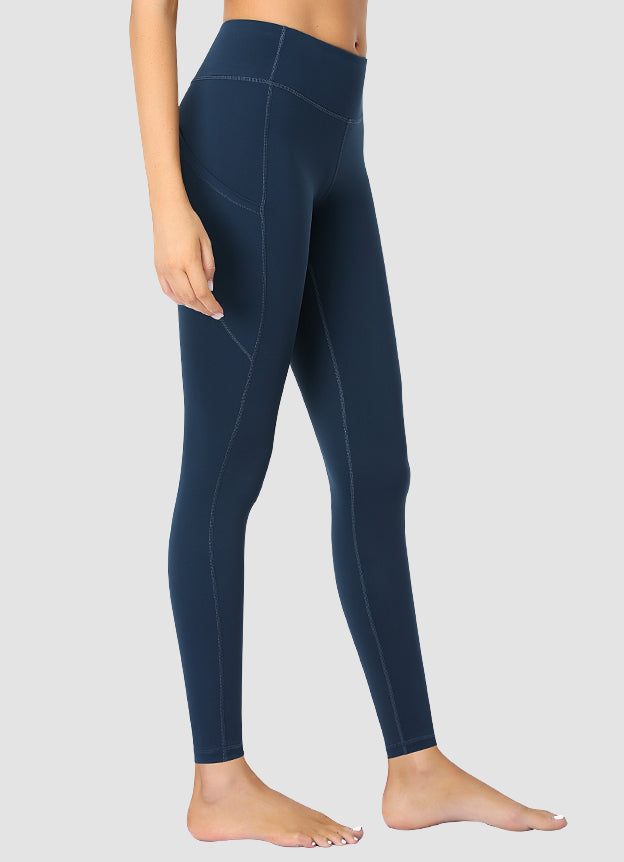 High Waist Yoga Pants for Women - Full Length Newborn Navy Leggings - Perfect for Postpartum Workouts, Maternity & Nursing Comfort