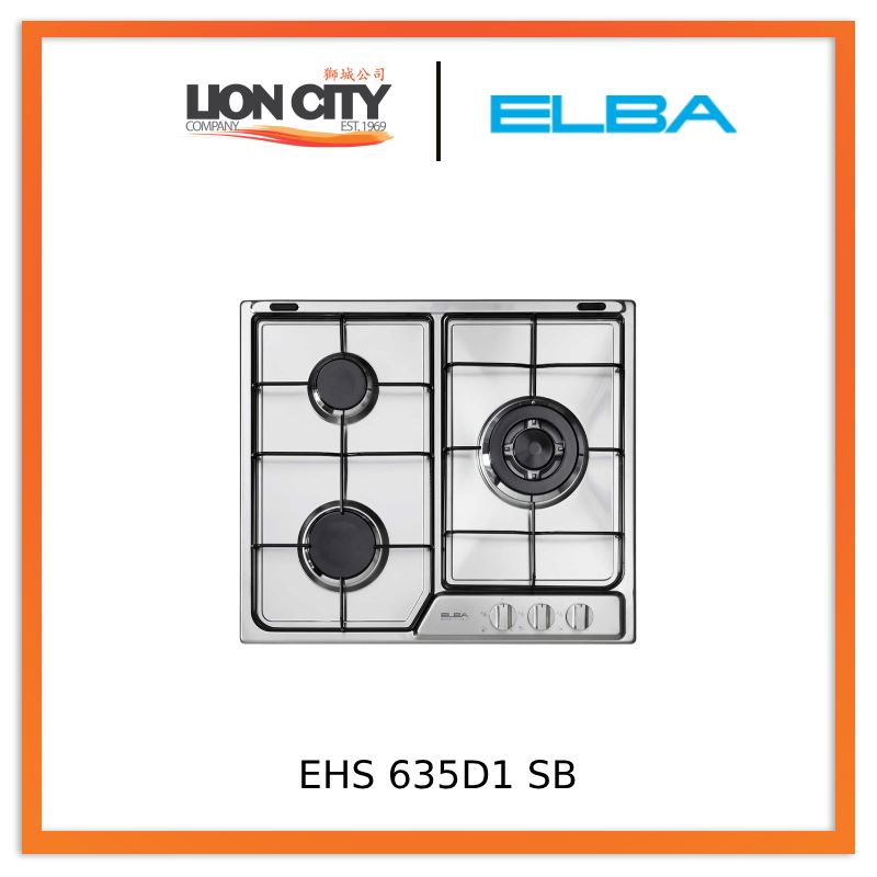 Elba EHS 635 SB 60cm Built-In Stainless Steel Gas Hob - 4 Burner Cooktop for Modern Kitchens | Fast Heating & Energy Efficient | Perfect for Home Cooking, Baking & Entertaining