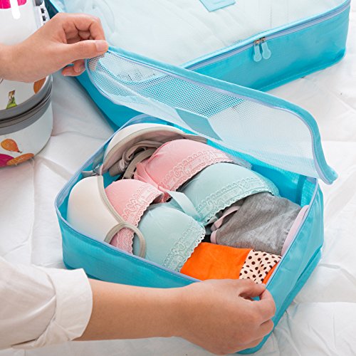 6-Piece Travel Packing Cubes Set - Lightweight Luggage Organizers with Compression for Clothes & Accessories | Perfect for Suitcase, Backpack & Carry-On (Pink)