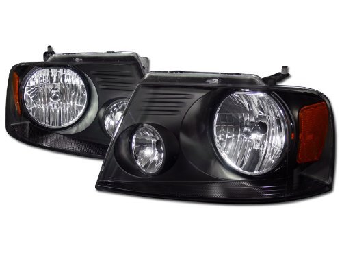 Black Crystal LED Headlights & Amber Signal Lamps - Compatible with Ford F150 Truck (2009-2021 Models) | High Visibility for Night Driving & Off-Road Adventures