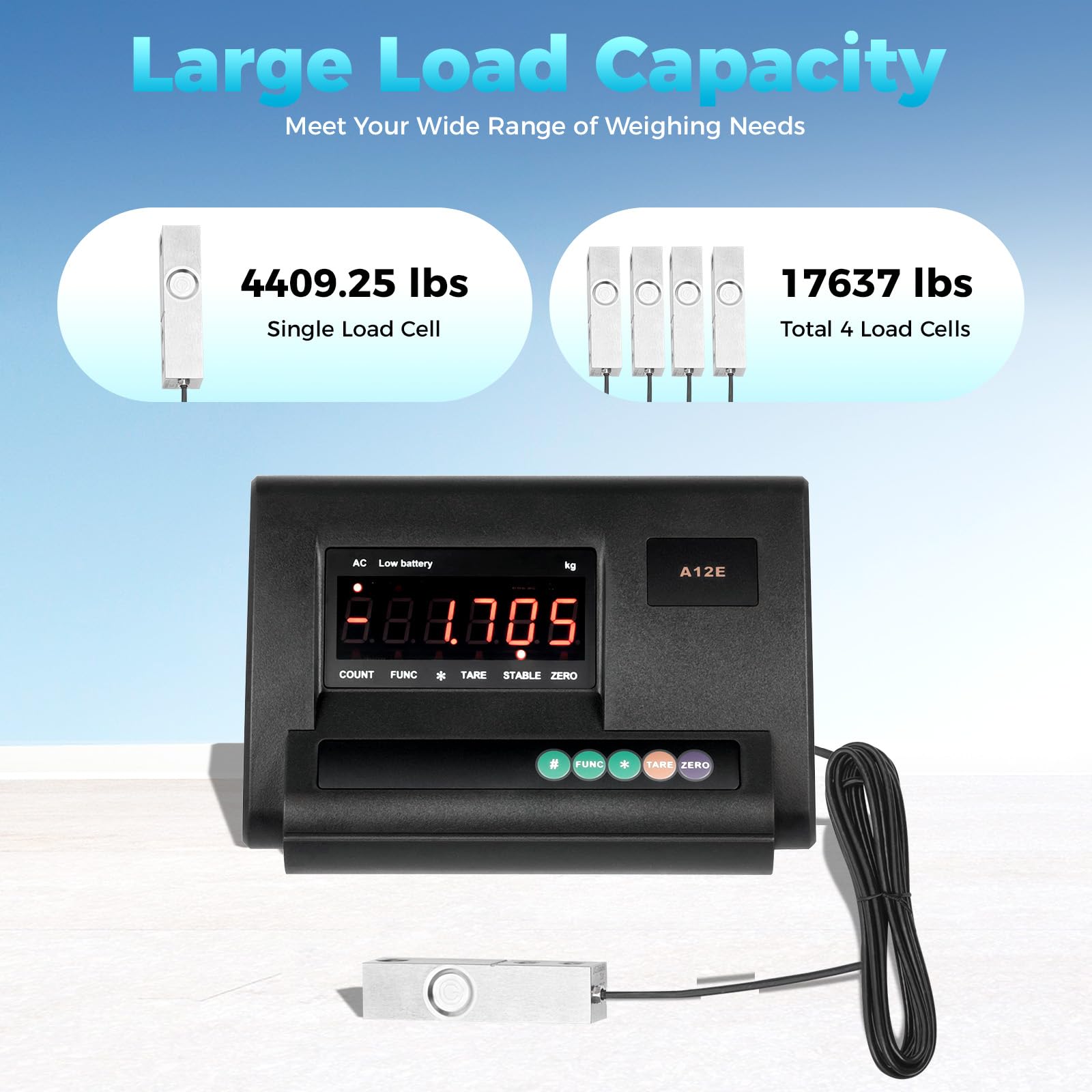 **High Precision Livestock Scale Kit - 4400 lb Capacity for Cattle, Pigs & Sheep | Heavy Duty Animal Weighing System with Junction Box | Ideal for Farms, Ranches & Veterinary Use**