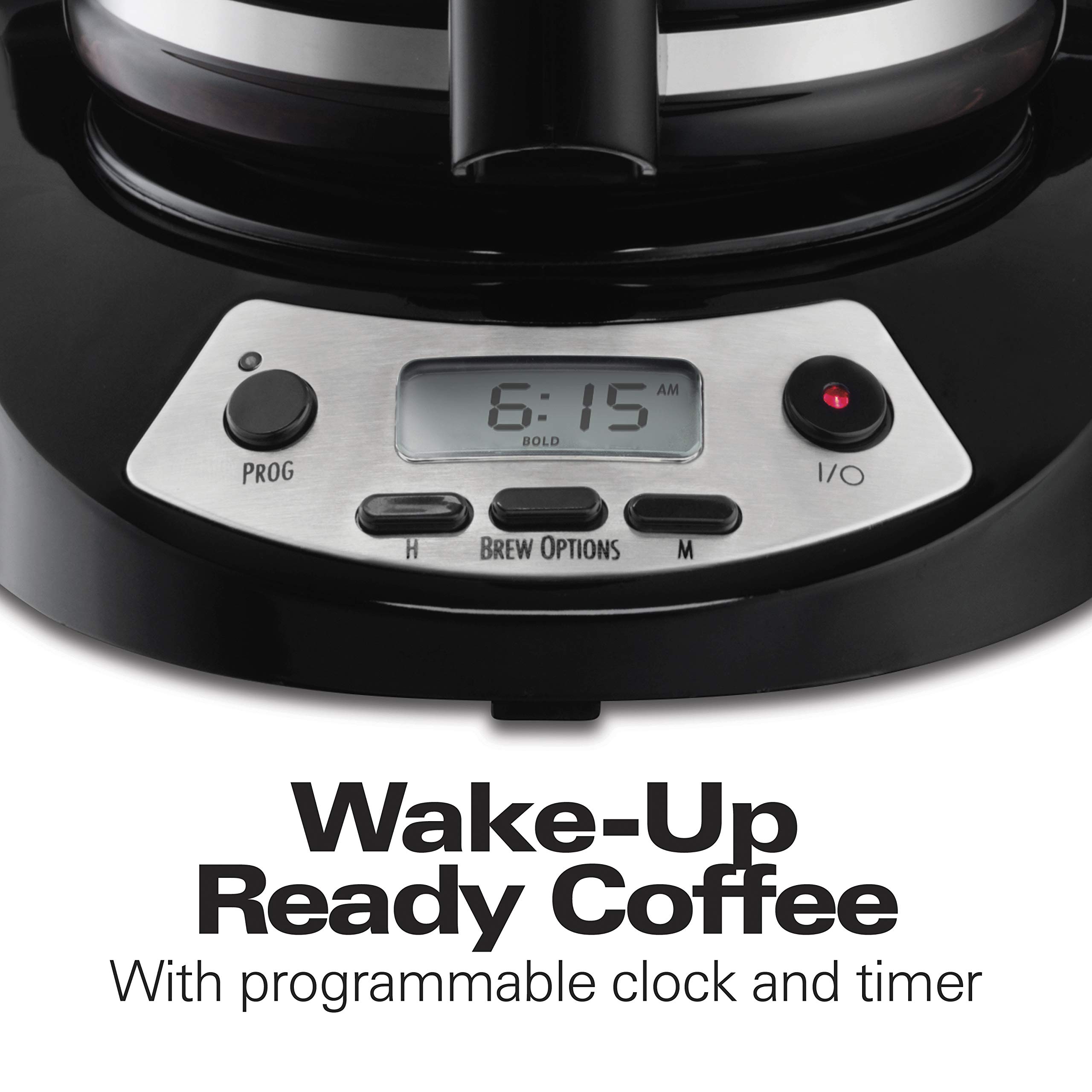 Hamilton Beach 12-Cup Programmable Coffee Maker with Brew Options & Glass Carafe (Model 46299) - Black & Stainless Steel - Perfect for Home, Office, or Dorm Use