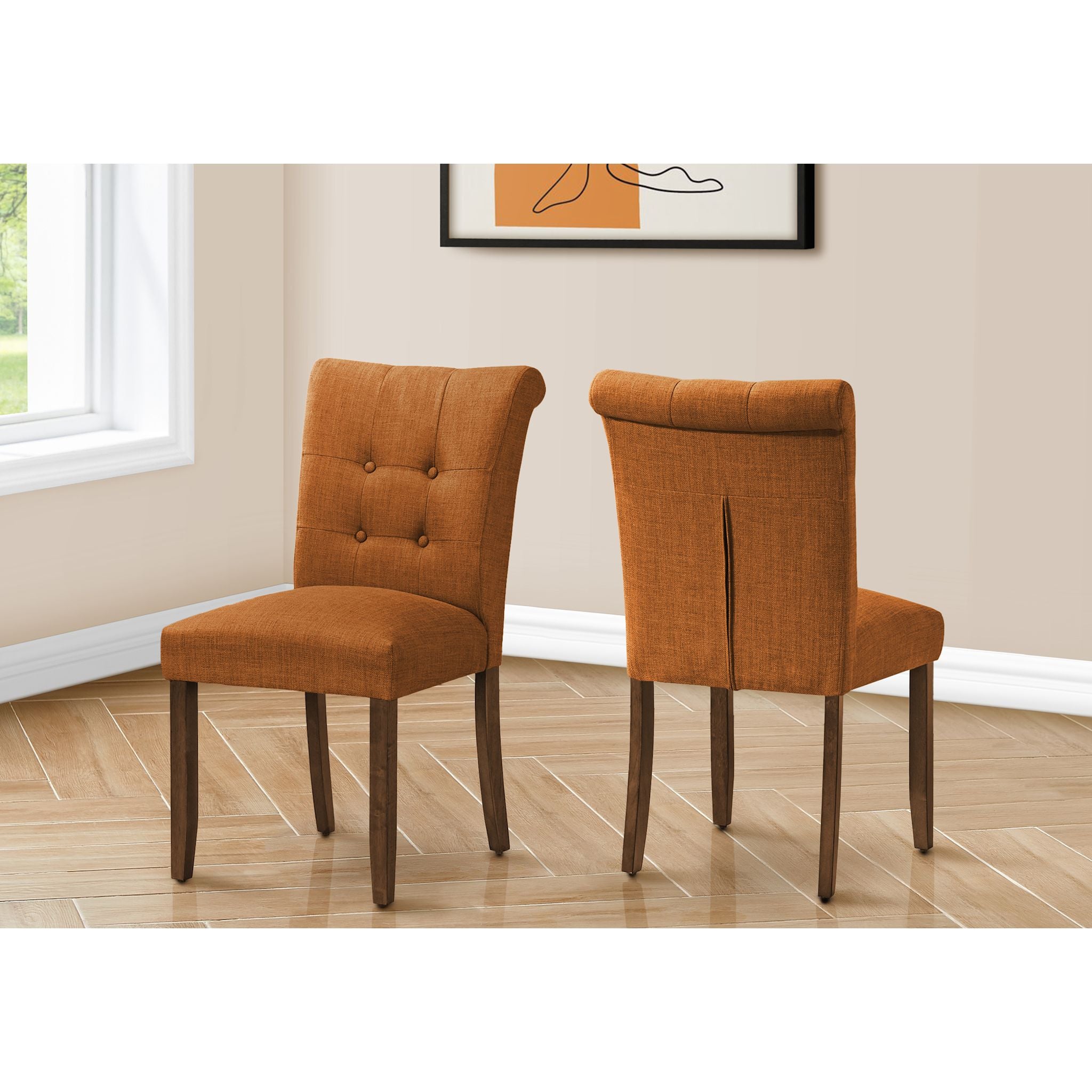 Modern Asher Dining Chairs Set of 2 - Mid Century Wooden Kitchen Chairs with Upholstered Seat - Perfect for Dining Room, Kitchen, Breakfast Nook & Home Office