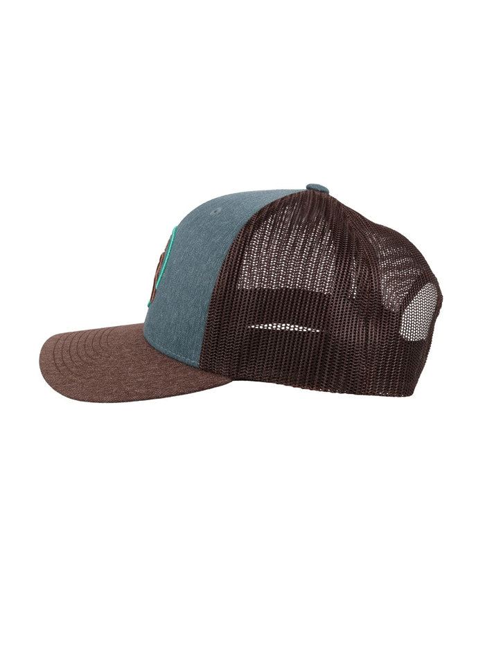 Hooey 4029T BLBR Mid Profile Snapback Trucker Hat - Blue & Brown Adjustable Baseball Cap for Men & Women - Perfect for Outdoor Activities, Fishing, and Casual Wear