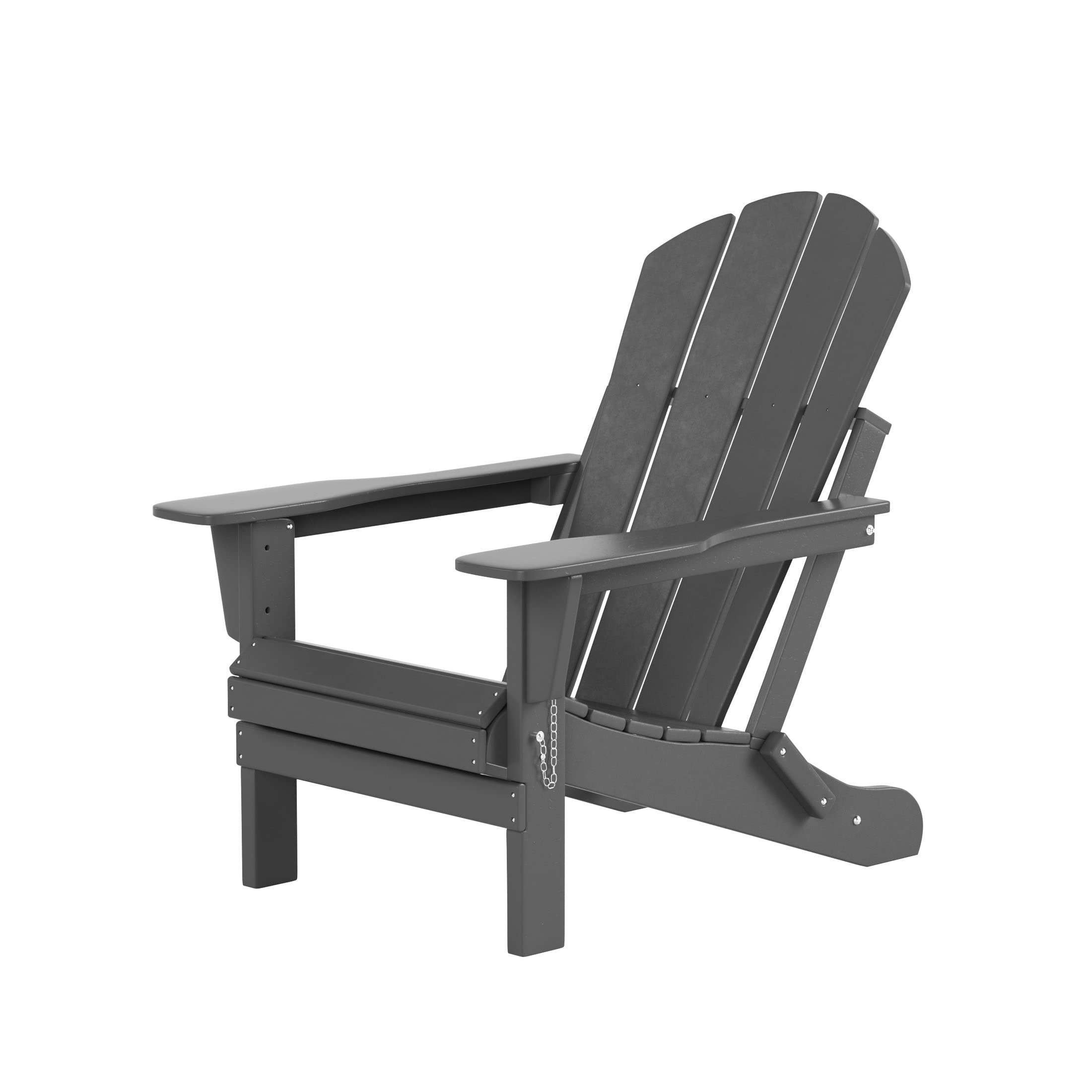 2-Pack HDPE Adirondack Chairs - Outdoor Folding Lounge Chairs for Patio, Poolside, Backyard & Beach - Weather-Resistant UV-Protected Gray Furniture Set - Perfect for Relaxing by Fire Pit, Garden Lounging & Balcony Seating
