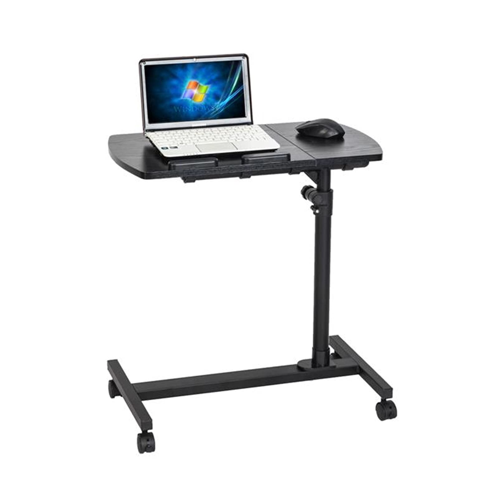 TXXM 4-Wheel Adjustable Height Mobile Computer Desk - Black | Ergonomic Home Office Desk for Work, Study & Gaming | Rolling Laptop Table with Flat Surface & Easy Mobility