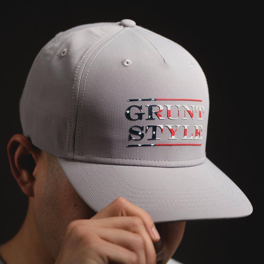 USA Flag Stacked Logo Performance Hat - Breathable & Lightweight for Running, Hiking & Outdoor Activities