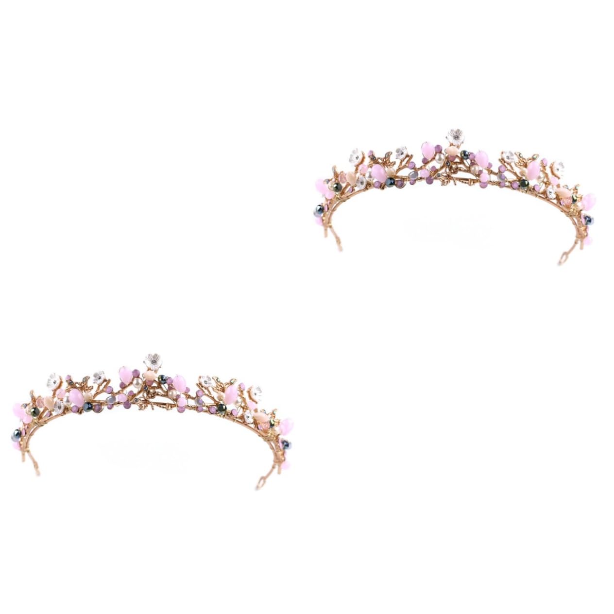 FOMIYES 2-Piece Crystal Rhinestone Flower Tiara Set - Baroque Wedding Crown, Bridal Headpiece for Women, Pageant Princess Hair Accessories | Perfect for Weddings, Birthday Parties, Prom, and Special Occasions