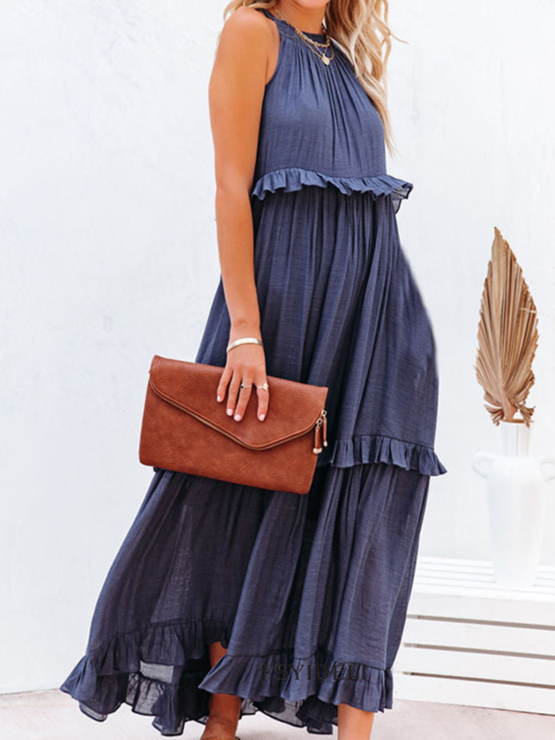 Elegant Ruffled Resort Maxi Dress with Pockets - Perfect for Beach Vacations, Summer Weddings & Tropical Getaways
