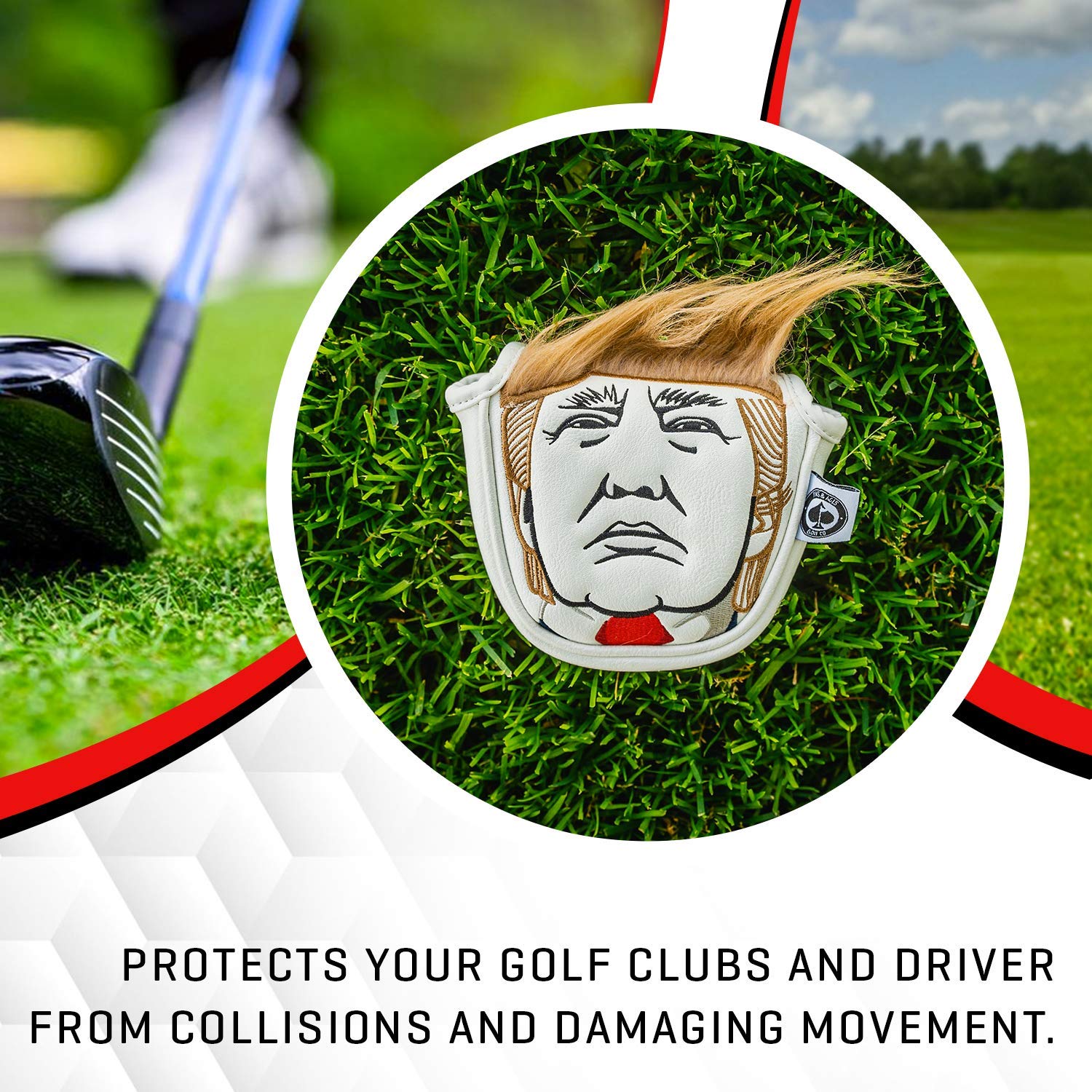 Pins & Aces Golf Co. Keep America Great Mallet Putter Head Cover - Premium Golf Club Protection for Mallet Putters | Perfect for Golf Enthusiasts & Patriotic Players