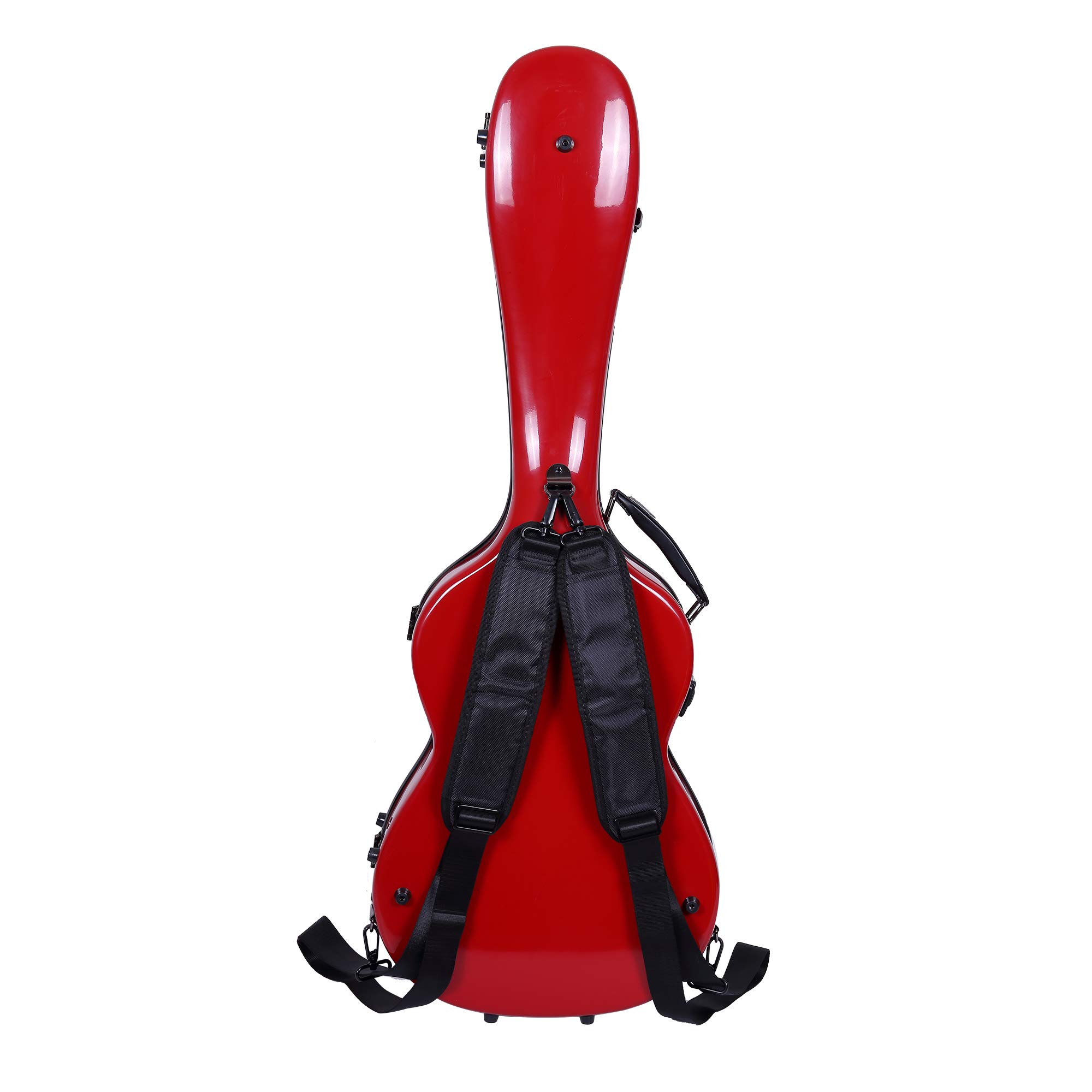 Crossrock CRF1000CTRD 3/4 Size Fiberglass Hardshell Classical Guitar Case - Backpack Style, Red | Durable Protection for Travel & Performance
