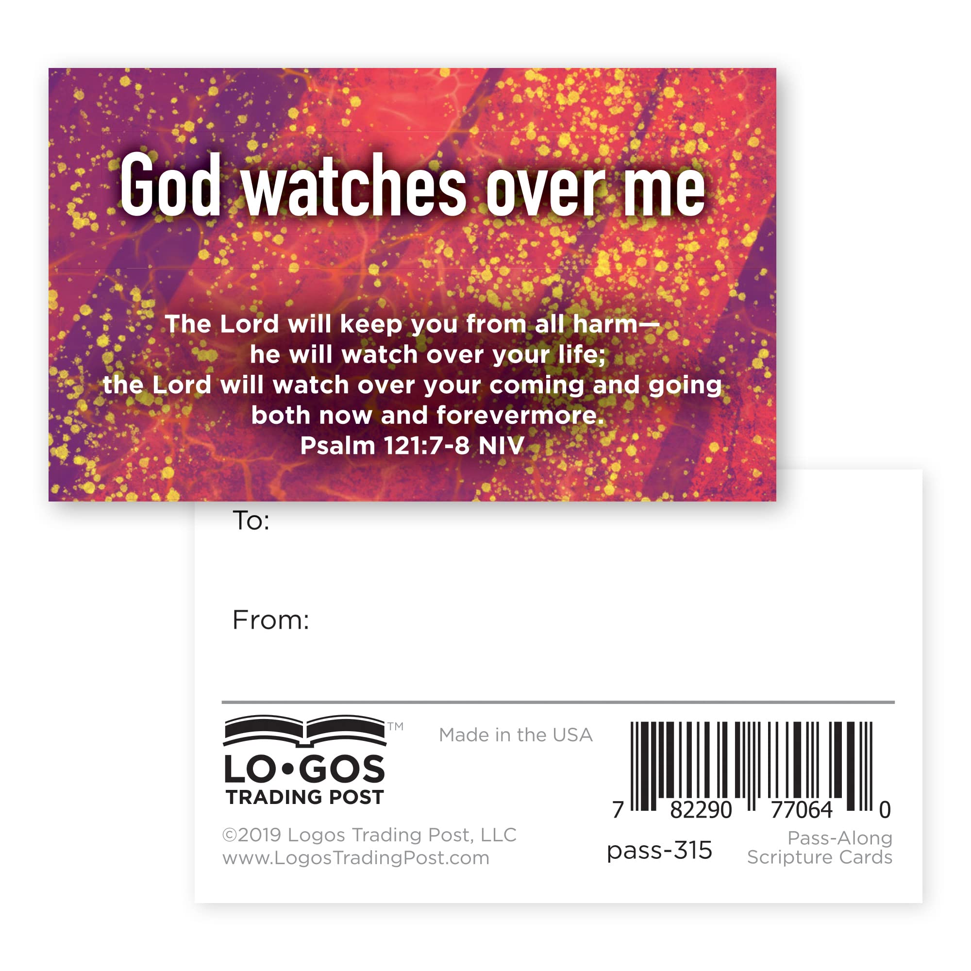 Bulk Pack of 25 'God Watches Over Me' Psalm 121:7-8 Scripture Cards - Christian Bible Verse Affirmation Cards for Kids, Sunday School, Youth Group & Church Ministry - Perfect for Daily Devotions, Bible Study & Spiritual Encouragement
