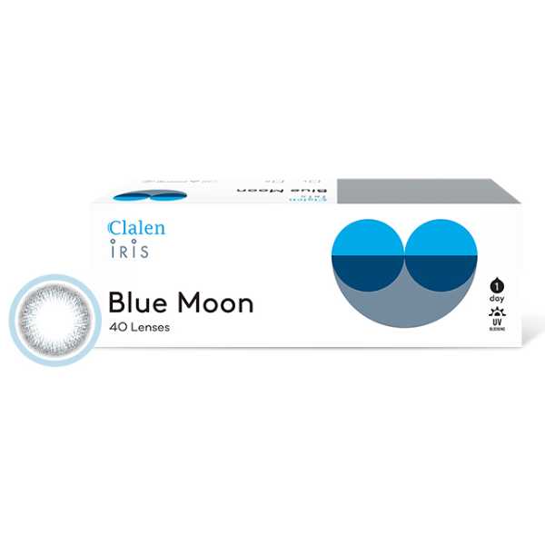 Clalen Iris Blue Moon Colored Contact Lenses (30pcs + 10pcs Free) - Natural Eye Color Change for Cosplay, Halloween & Daily Wear