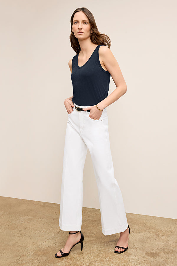 Milo Wide Leg Jeans for Women - Eco-Friendly Stretch Denim Pants in White | Comfortable & Sustainable Fashion for Casual Wear & Office Outfits