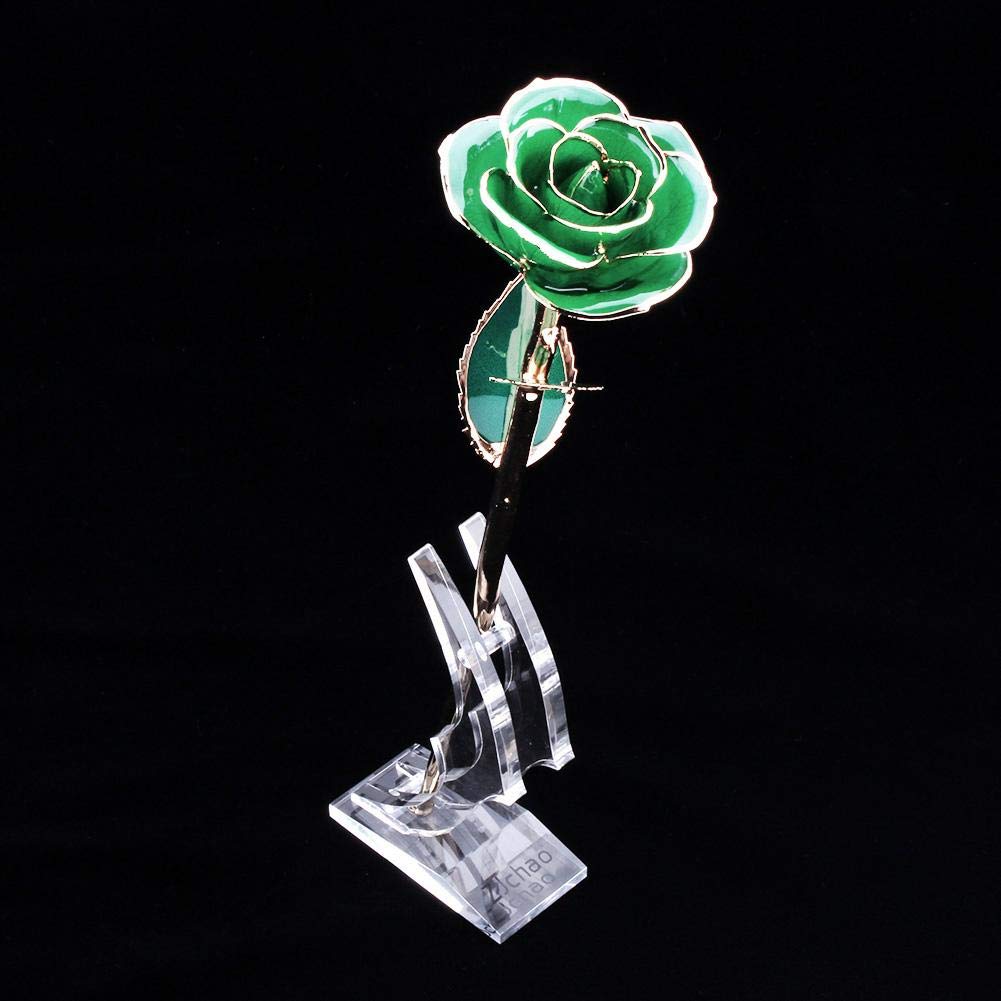 24K Gold Acrylic Rose Display Stand - Long Stem Rose Holder for Home Decor, Wedding Centerpiece, Gift Box Present - Perfect for Christmas, New Year, Valentine's Day & Anniversary Gifts