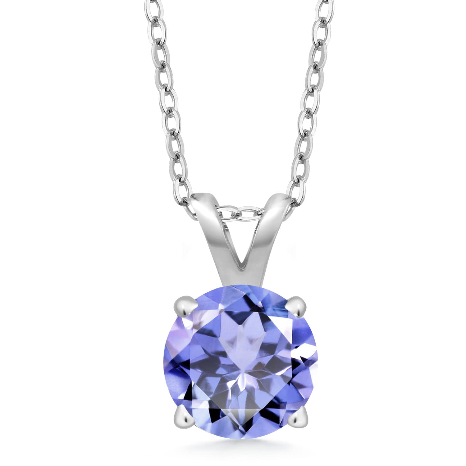 Gem Stone King 925 Sterling Silver 6MM Round Gemstone Birthstone Solitaire Pendant Necklace for Women | 4-Prong Setting with 18 Inch Silver Chain | Perfect Gift for Birthday, Anniversary & Mother's Day
