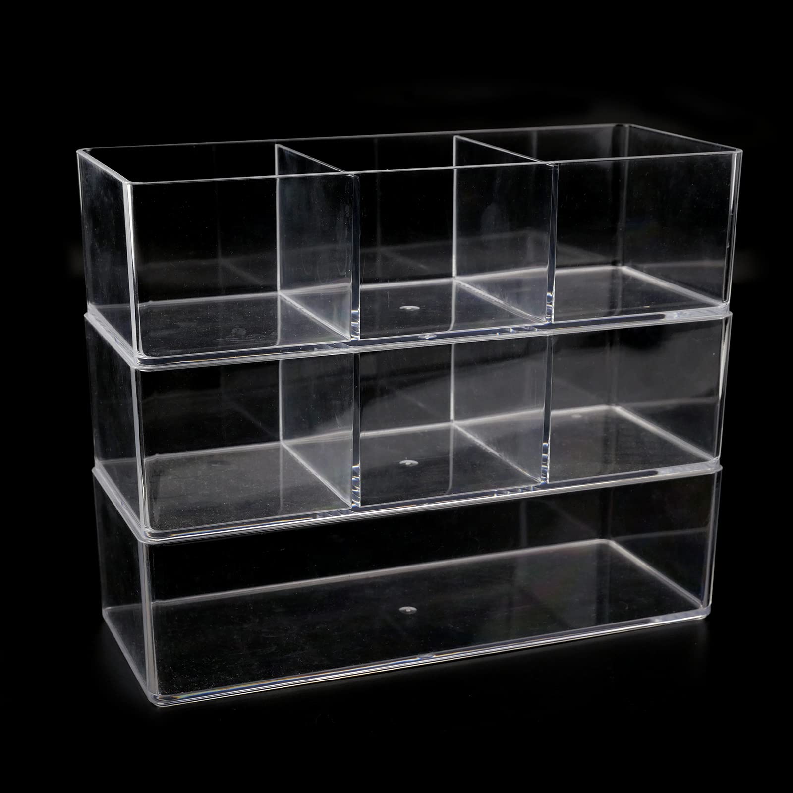 3-Layer Clear Acrylic Drawer Organizer - Detachable Makeup Storage for Vanity, Bathroom & Desk - Perfect for Nail Polish, Eyeshadow Palettes & Cosmetics Organization - Ideal for Home, Office & Travel Use