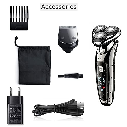 Professional Electric Head Shaver for Bald Men - Wet/Dry Rechargeable Rotary Razor with Digital Display | Men's Facial Hair Trimmer & Beard Shaver | Perfect for Home, Travel & Gym Use