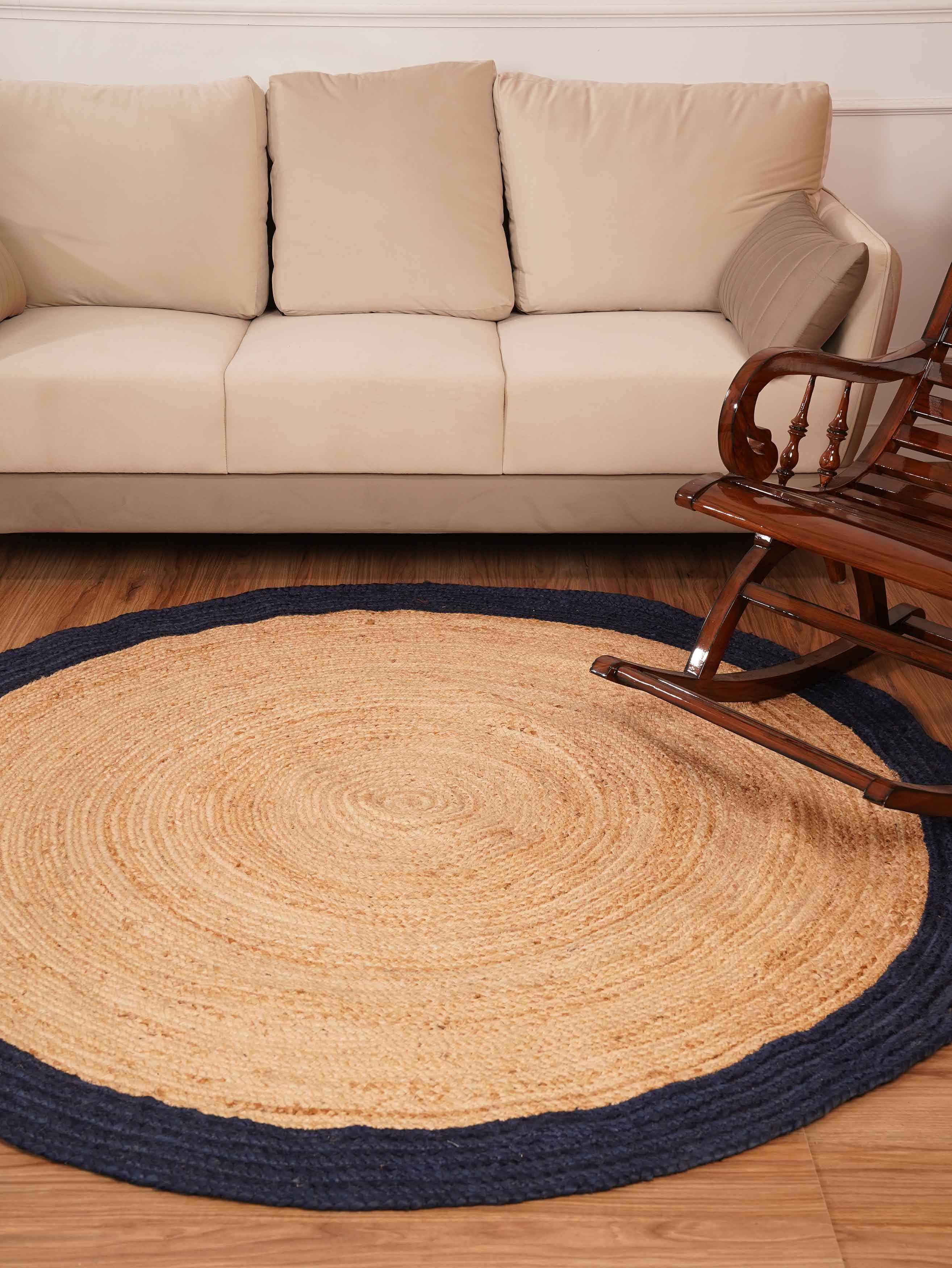 Handwoven Jute Braided Area Rug - Natural Eco-Friendly Floor Mat for Living Room, Bedroom, or Patio Decor