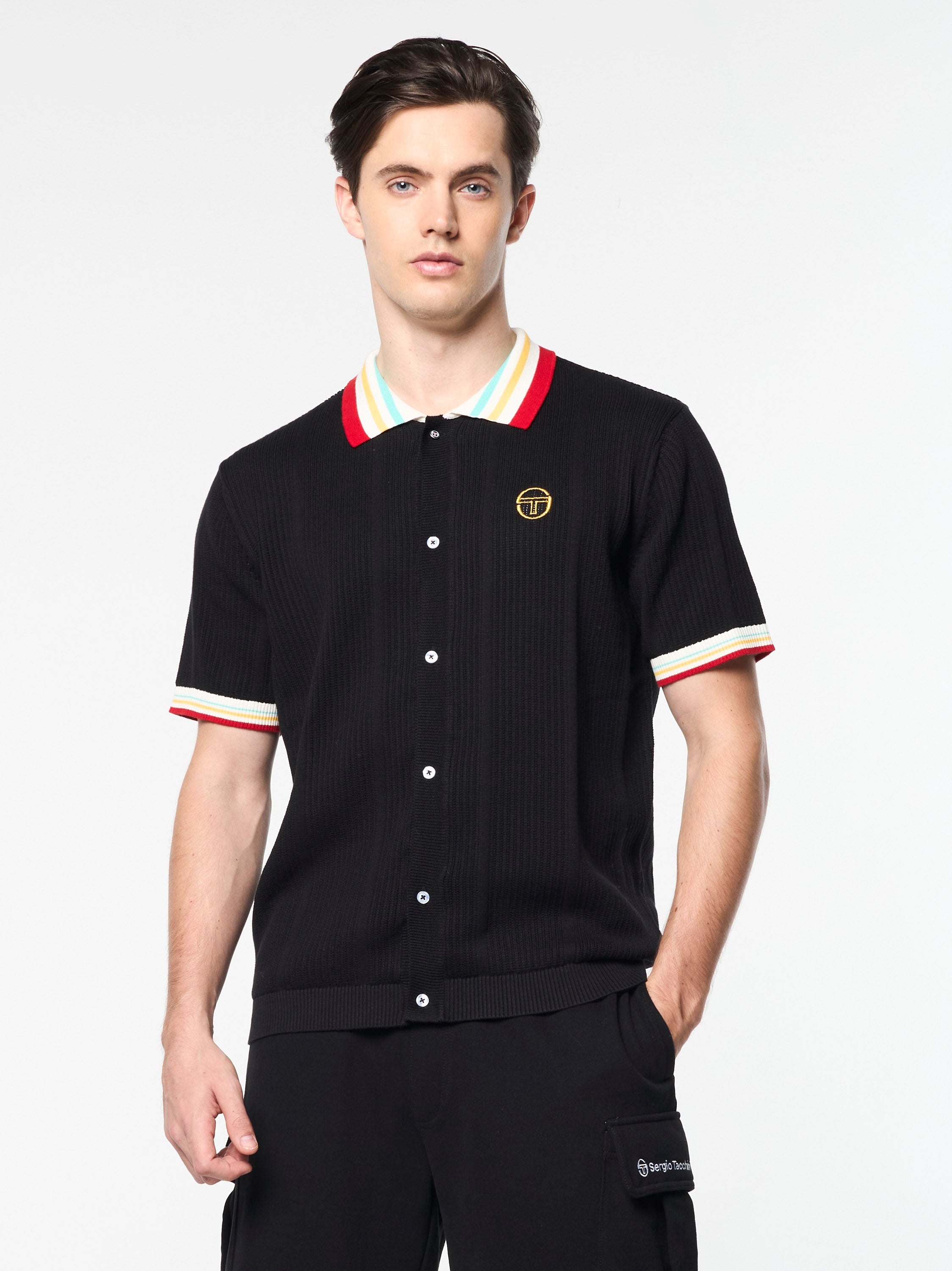 Slice Polo Shirt for Men - Classic Black/Black Cotton Casual Wear - Perfect for Office, Business Meetings & Smart Casual Outfits