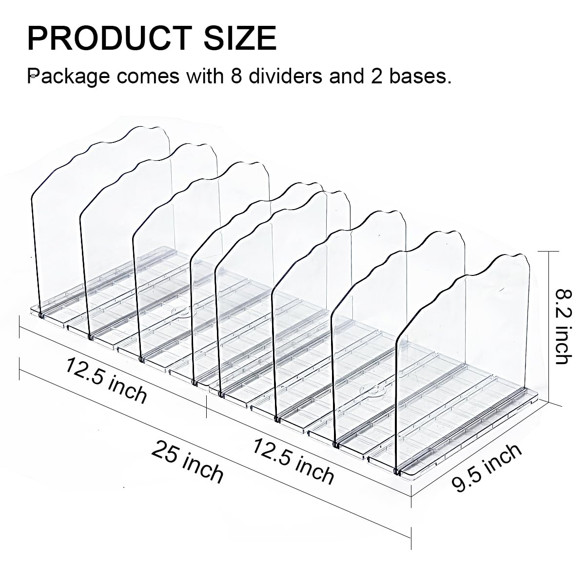 Clear Adjustable 8-Divider Purse Organizer for Closet Shelves - Handbag & Purse Storage Solution for Bedroom, Walk-in Closet, and Dorm Organization
