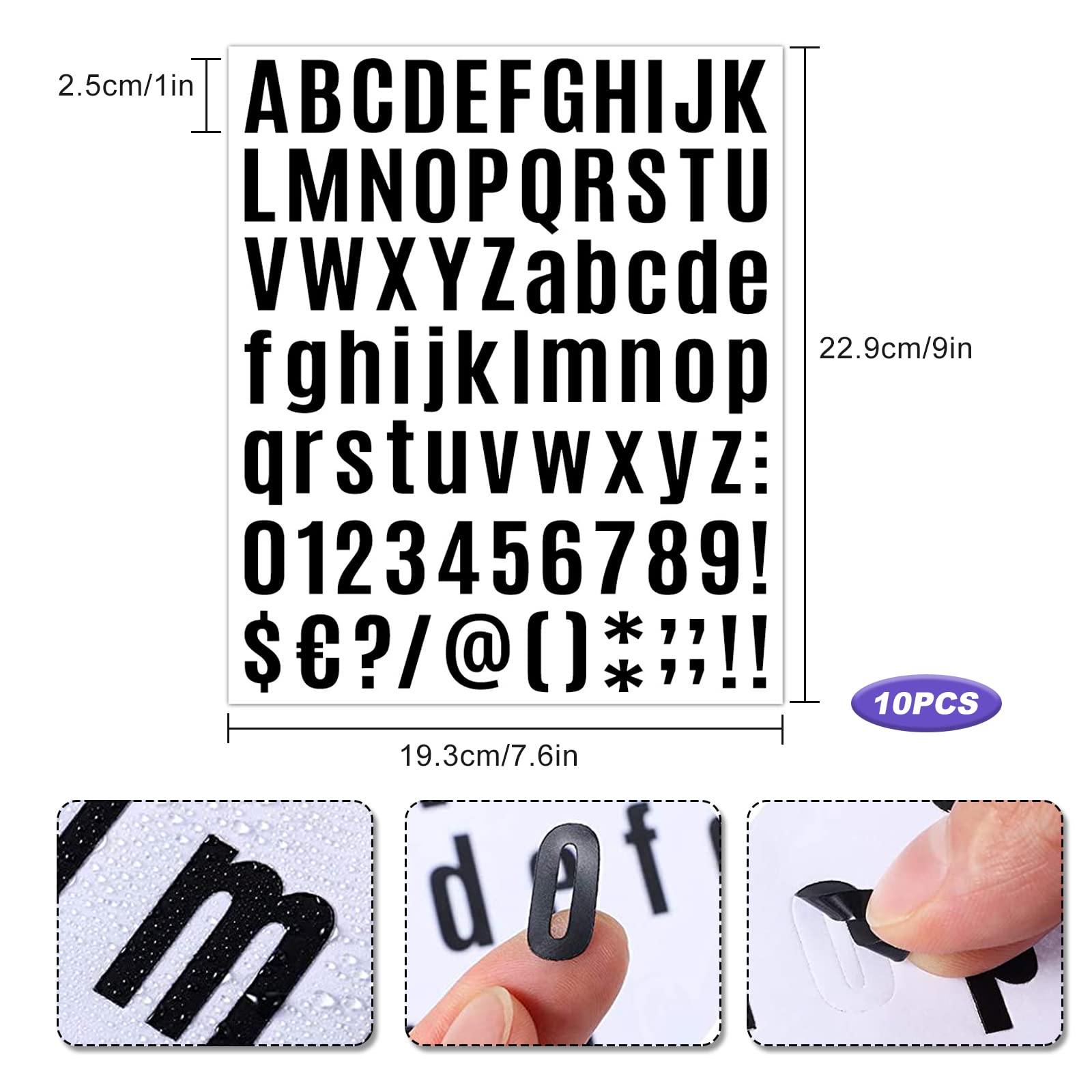 Vinyl Letter Number Stickers - 10 Sheets Black Alphabet & Number Decals for Mailbox, Signs, DIY Crafts - Waterproof Outdoor Stickers for Address Plaques, Windows, and Home Decor