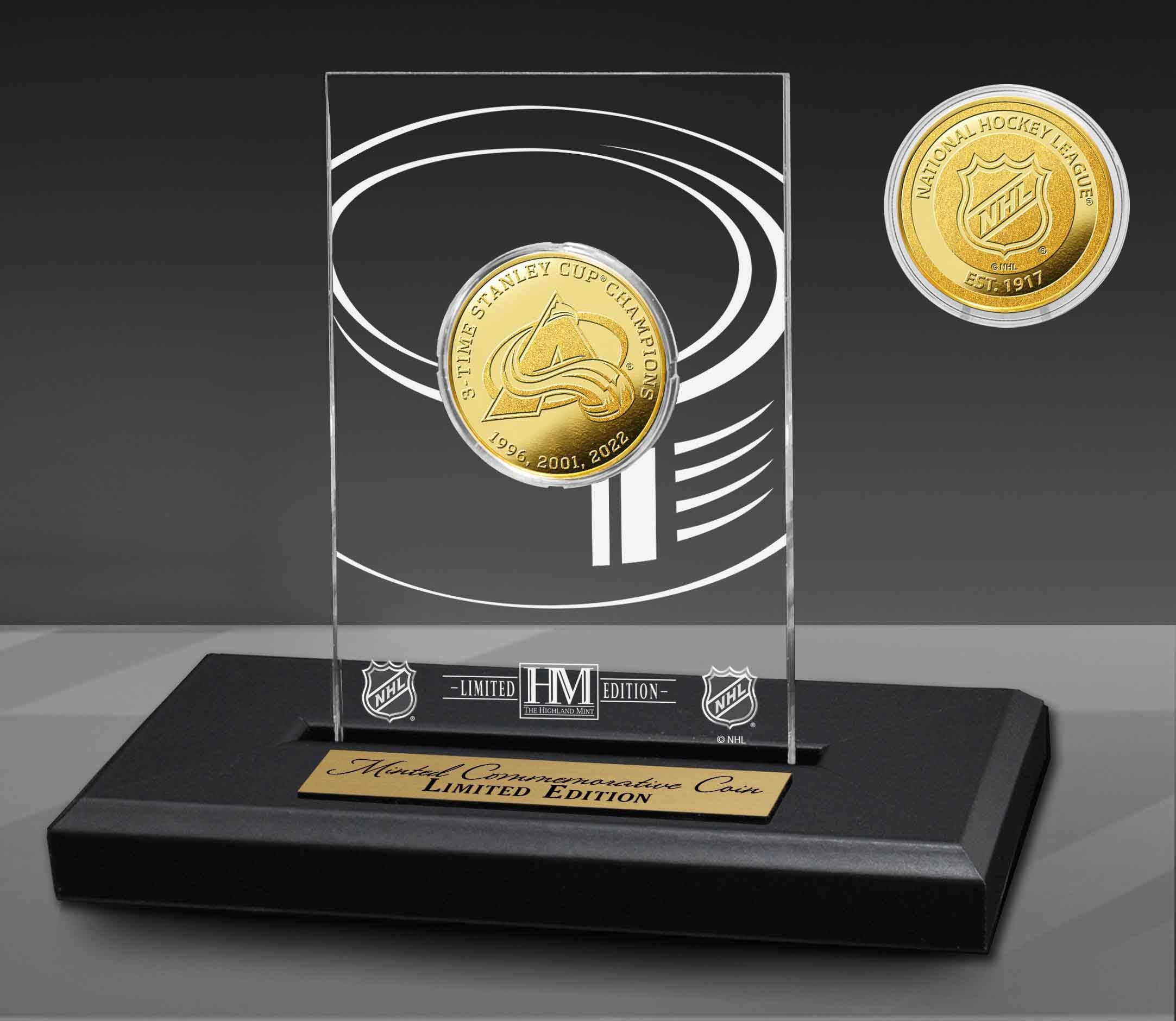 Colorado Avalanche 3x Stanley Cup Champions Commemorative Acrylic Gold Coin - Perfect for Hockey Fans, Collectors & Sports Memorabilia Displays
