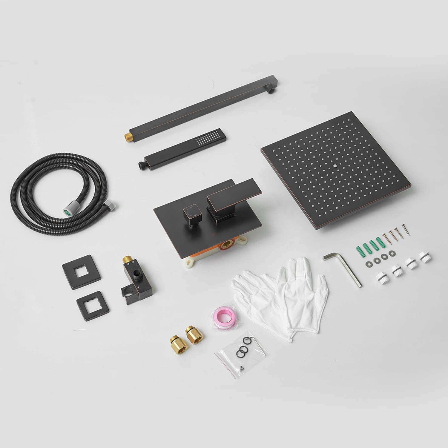 Oil Rubbed Bronze Rainfall Shower System - 10 Inch Wall Mounted Shower Head with Handheld Spray, Mixer Valve & Rough-in Trim - Perfect for Modern Bathroom Renovations & Spa-Like Experience