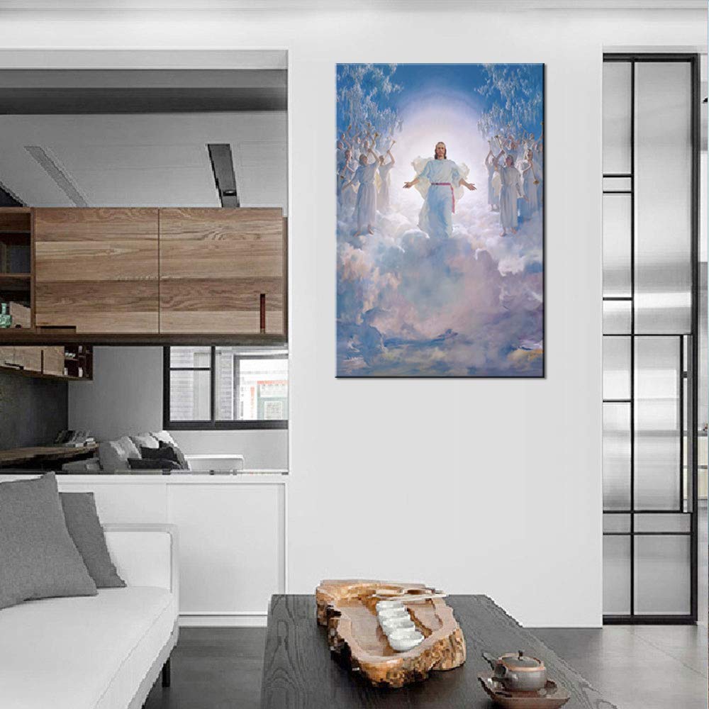 Modern Christian Wall Art - Jesus Second Coming Canvas Print - Religious Home Decor for Bedroom & Living Room - Inspirational Jesus Pictures (16''H x 24''W) - Perfect for Prayer Rooms, Church Gifts & Faith-Based Interior Design