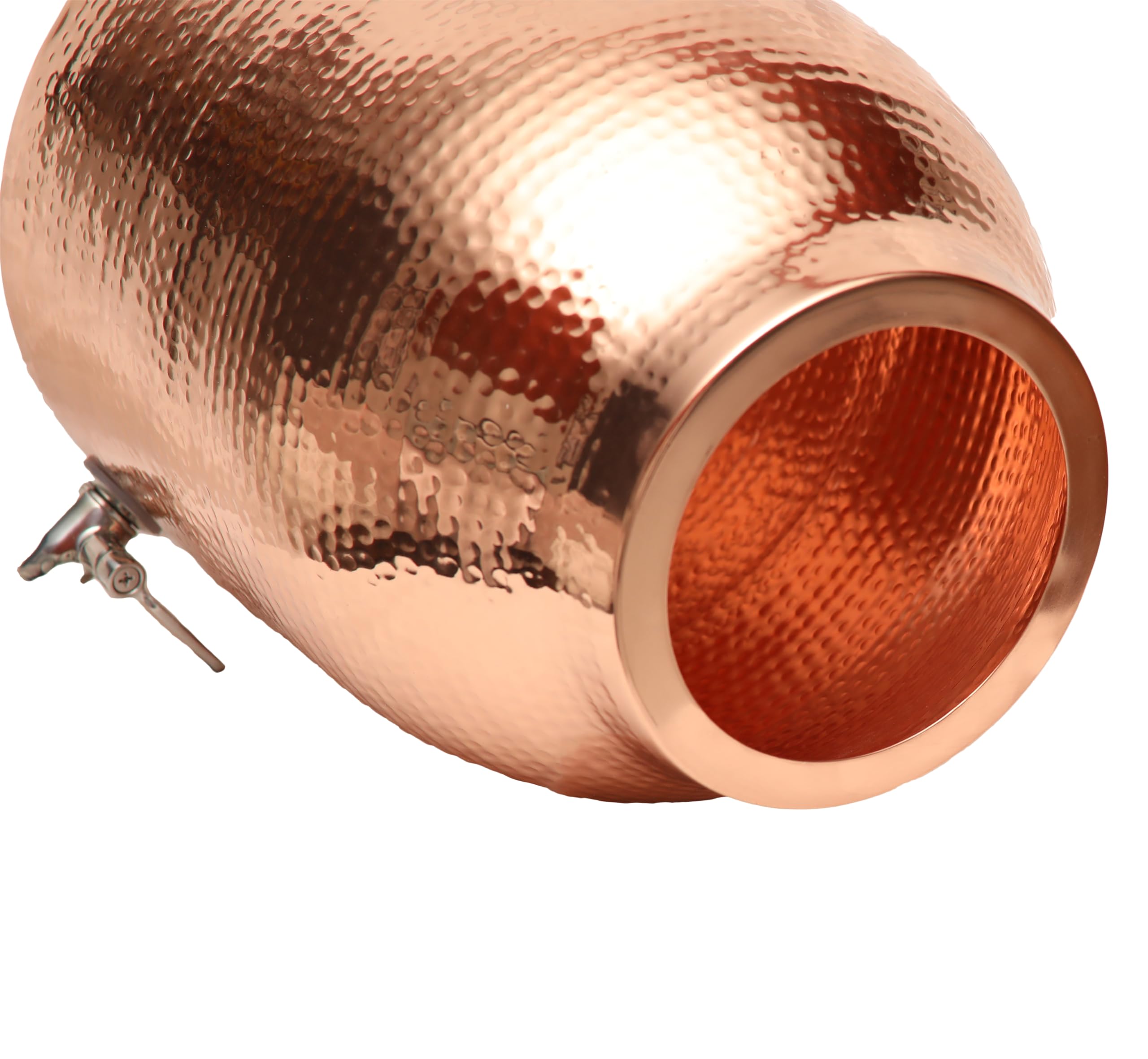 Handcrafted 100% Pure Copper Water Dispenser with Lid - 3.5 Gallon XL Capacity | Heavy Gauge Raw Copper Interior for Ayurvedic Health Benefits | Leak-Proof Stainless Steel Spigot | Perfect for Home, Office & Yoga Studio Hydration
