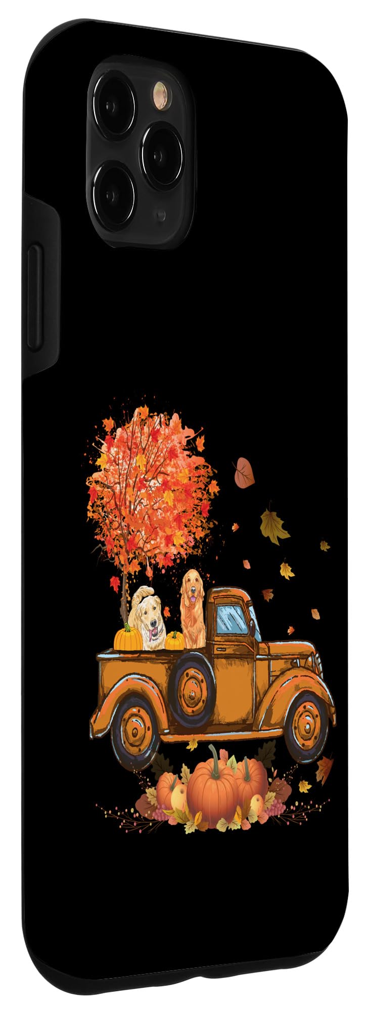 iPhone 11 Pro Max Case - Golden Retriever Pumpkin Truck Autumn Leaf Design | Fall Thanksgiving Phone Cover for Protection & Style | Perfect for Autumn Outings, Thanksgiving Gatherings & Seasonal Photography