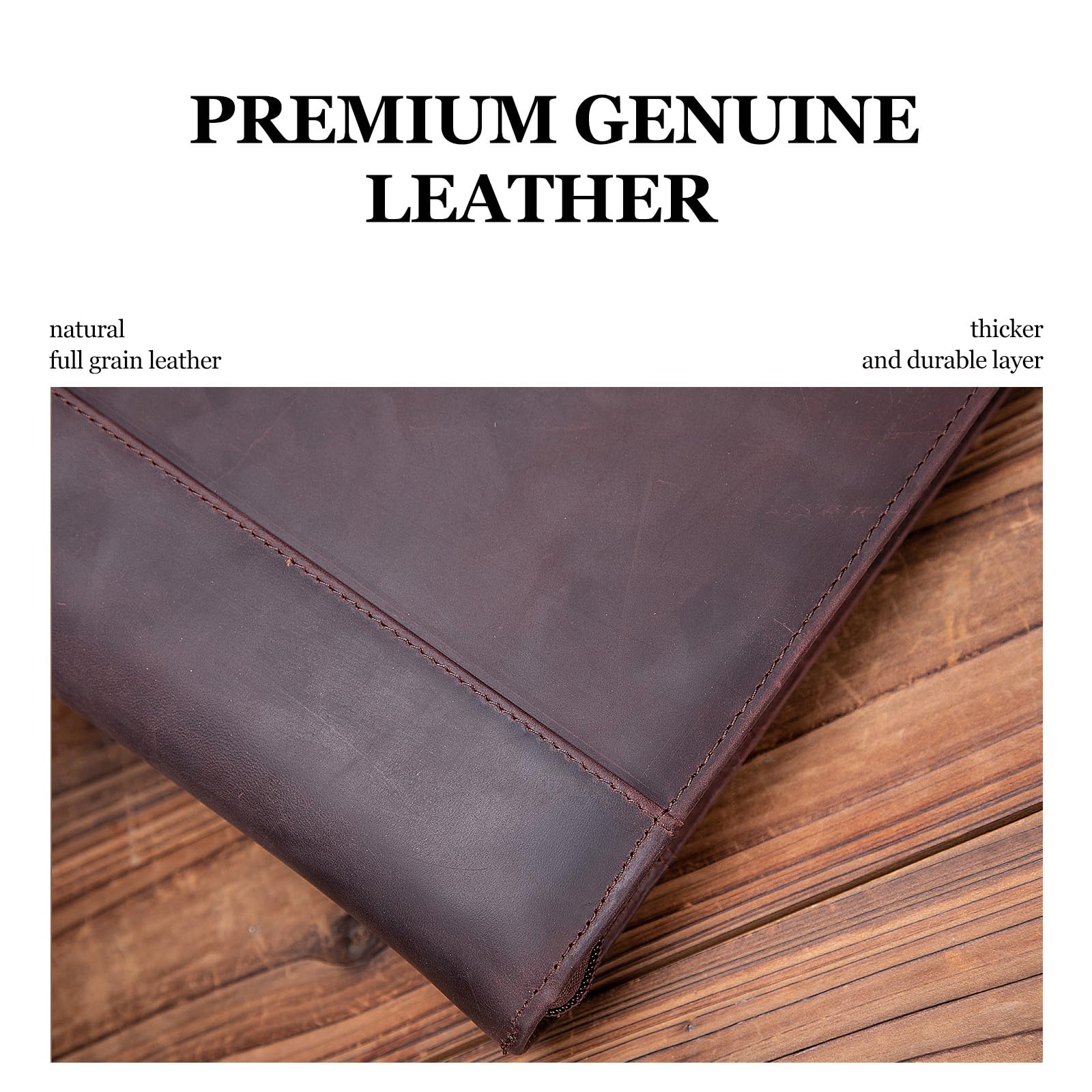 Premium 7-Ring Check Binder - Genuine Leather Business Checkbook Cover with 3-On-A-Page Design Holds 600 Checks (9