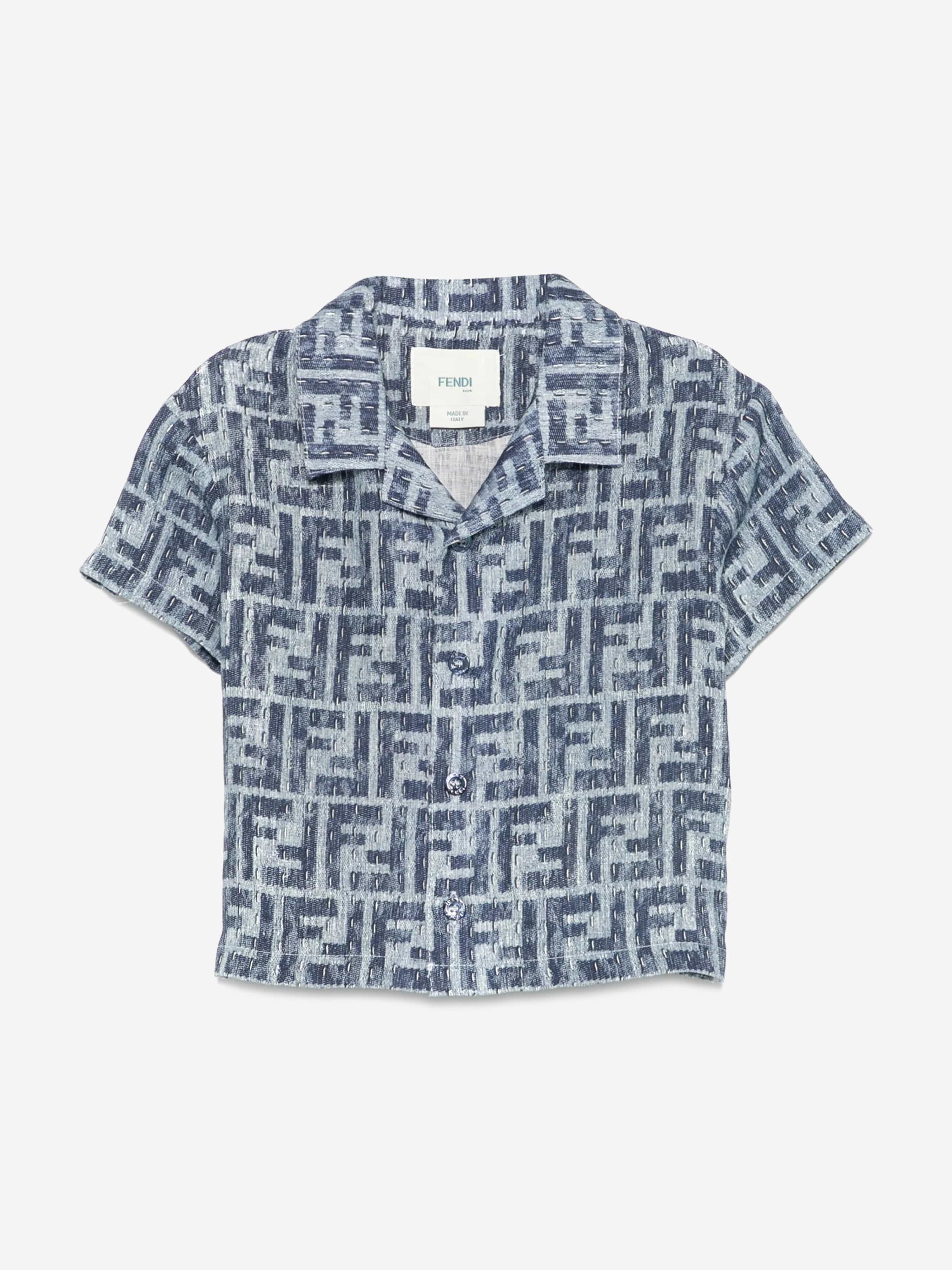 Baby Boys FF Linen Shirt in Blue - Soft & Breathable Summer Outfit for Toddlers | Perfect for Playdates, Beach Trips & Family Photos