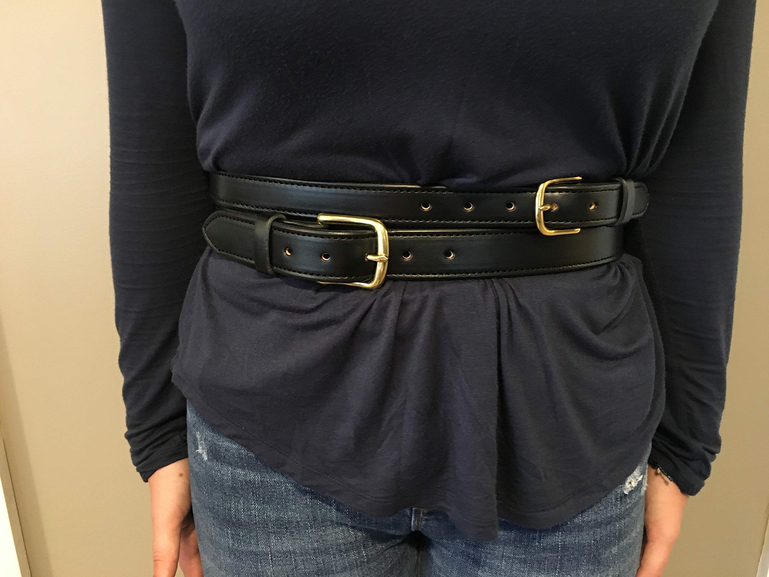 Premium Double Buckle Wrap Waist Leather Belt for Women & Men - Adjustable Fashion Accessory for Jeans, Dresses & Office Wear