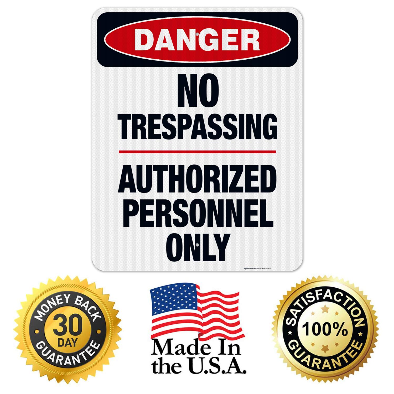No Trespassing Authorized Personnel Only Sign - OSHA Danger Sign 24x30 Inches, 3M EGP Reflective .080 Aluminum, Fade Resistant - Indoor/Outdoor Safety Sign for Construction Sites, Warehouses & Private Property - Made in USA