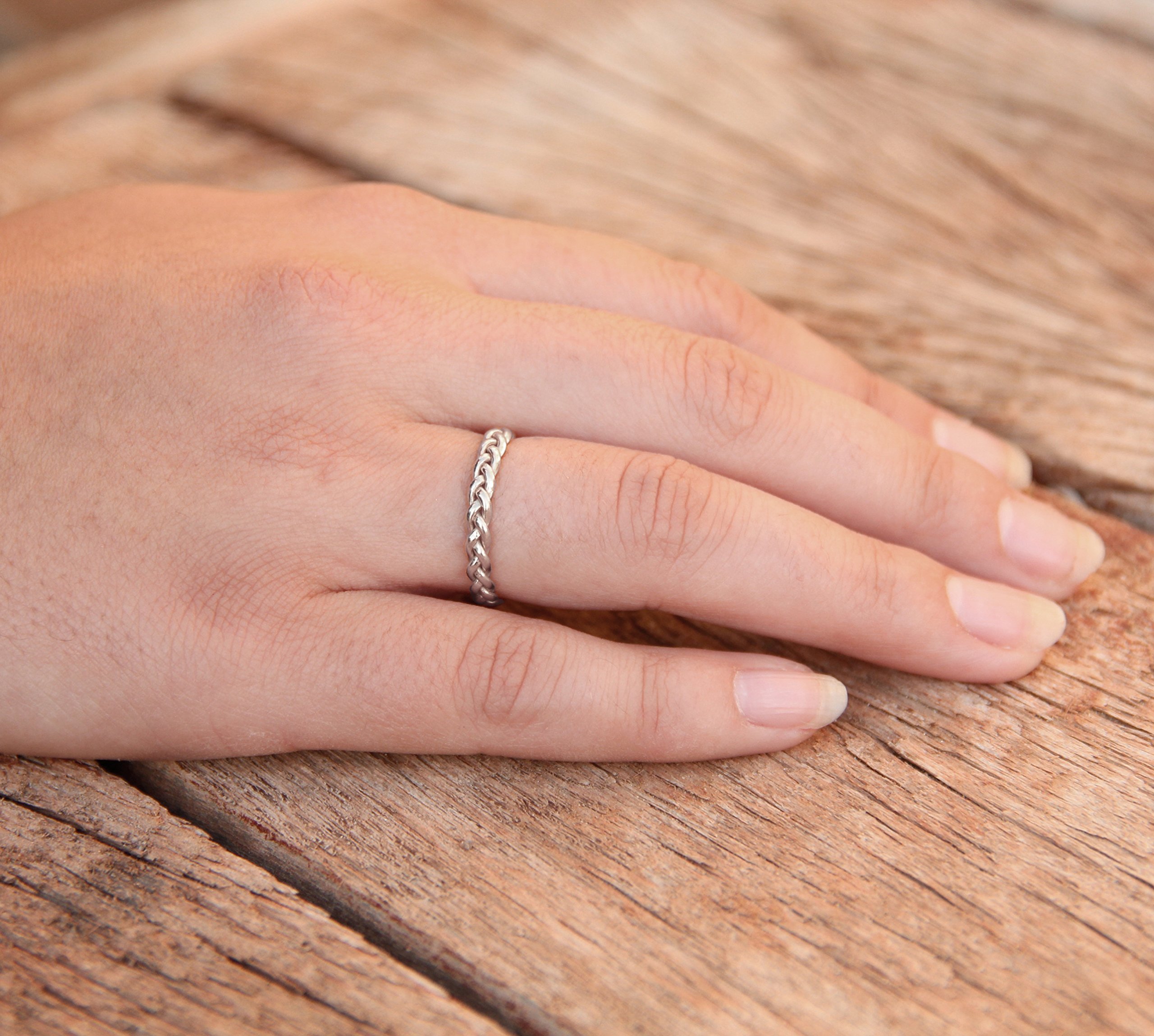 Handmade White Gold Wedding Band for Women - Stackable Braided Gold Vermeil Ring - Perfect for Bridal Jewelry, Anniversary Gifts & Everyday Elegance
