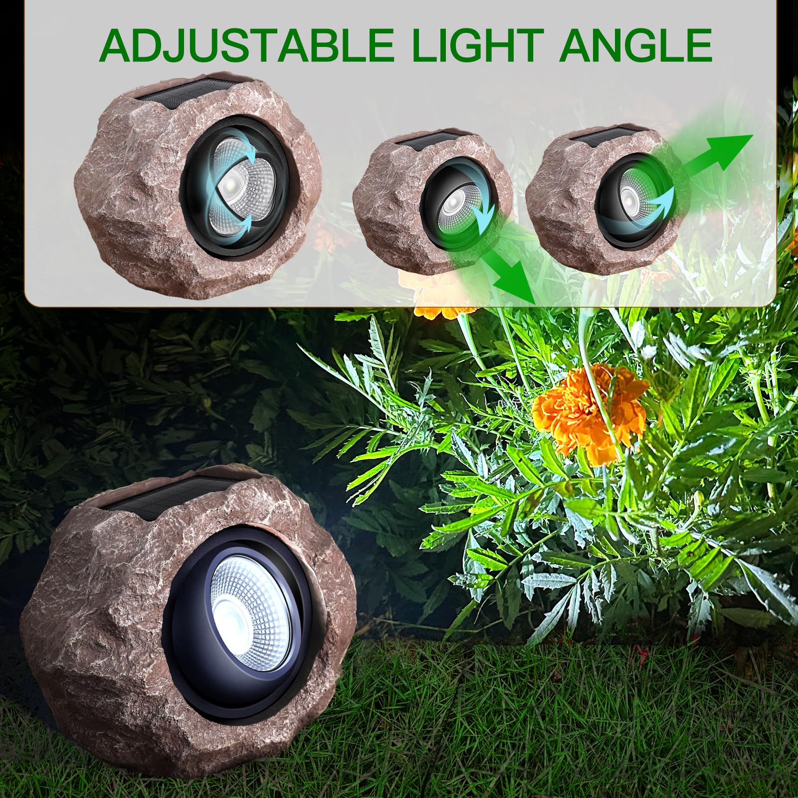 Timeflies 4 Pack Solar Rock Lights Outdoor - Super Bright IP65 Waterproof Solar Spot Lights for Yard, Garden, Path & Landscape - Auto On/Off Solar Lights for Walkways, Driveways, Patios & Backyard Decor