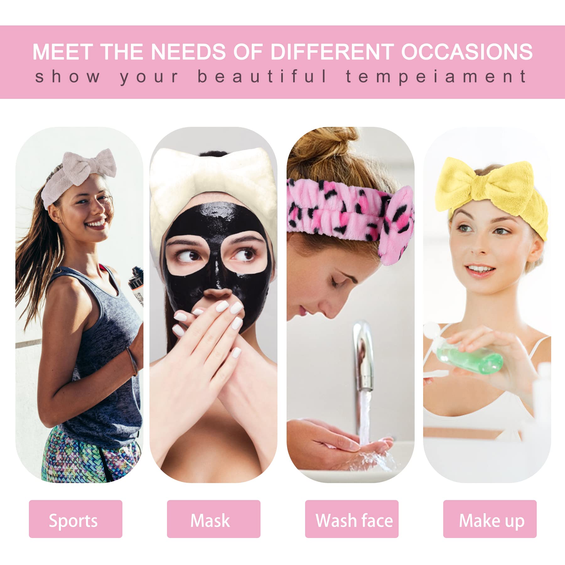 LADES Terry Cloth Headbands for Women - Soft Spa Hair Bands for Face Washing, Skincare, Makeup & Beauty Routine | Perfect for Bathroom, Salon & Home Spa Use