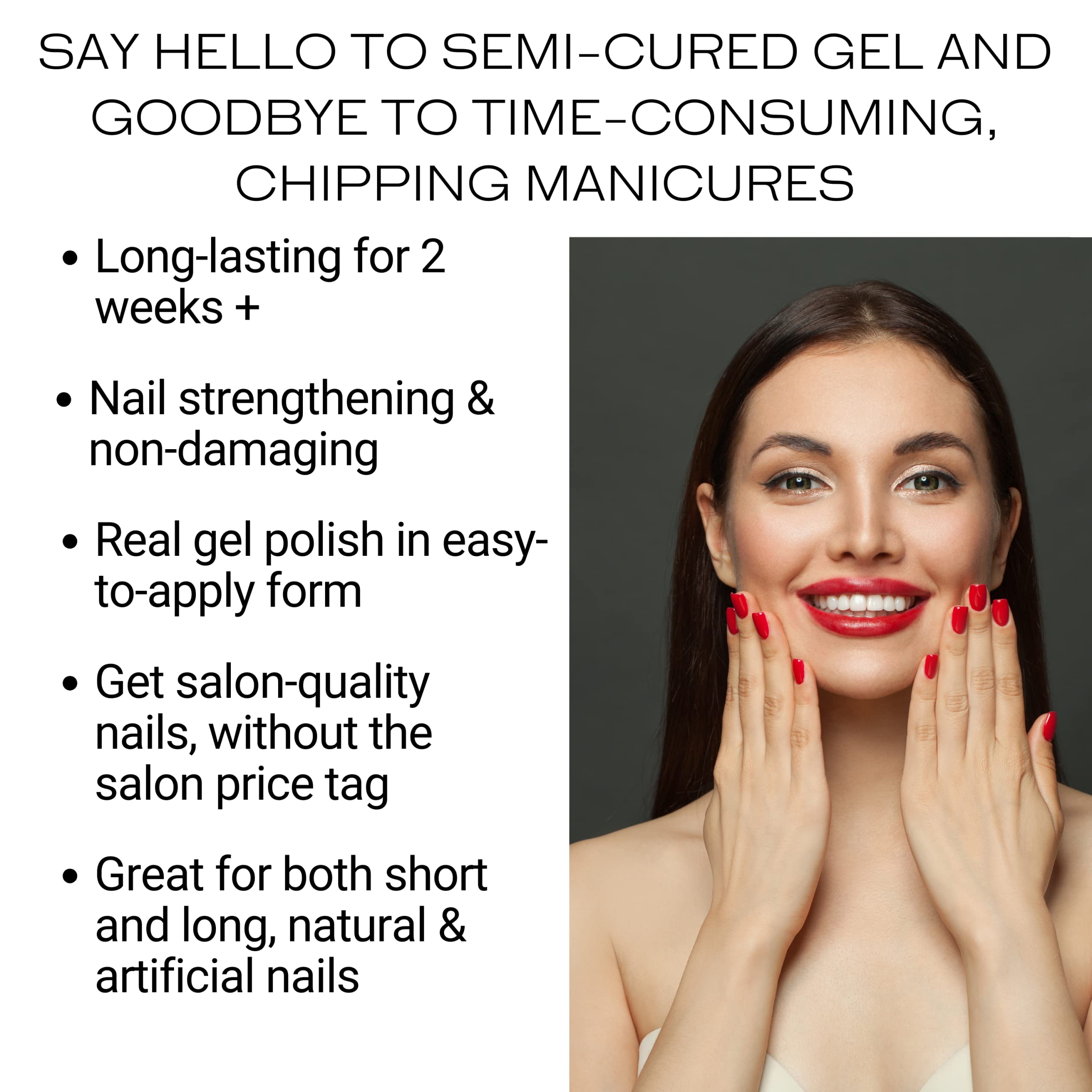 ALICE & BELLA Semi Cured Gel Nail Strips - 20 PCS Ombre Gradient Nail Stickers with Strengthening Effect, UV Light Cured Gel Polish for Salon Quality Manicure at Home (Bella's Favorite Ombre) - Perfect for Parties, Weddings, Holidays & Everyday Nail Art
