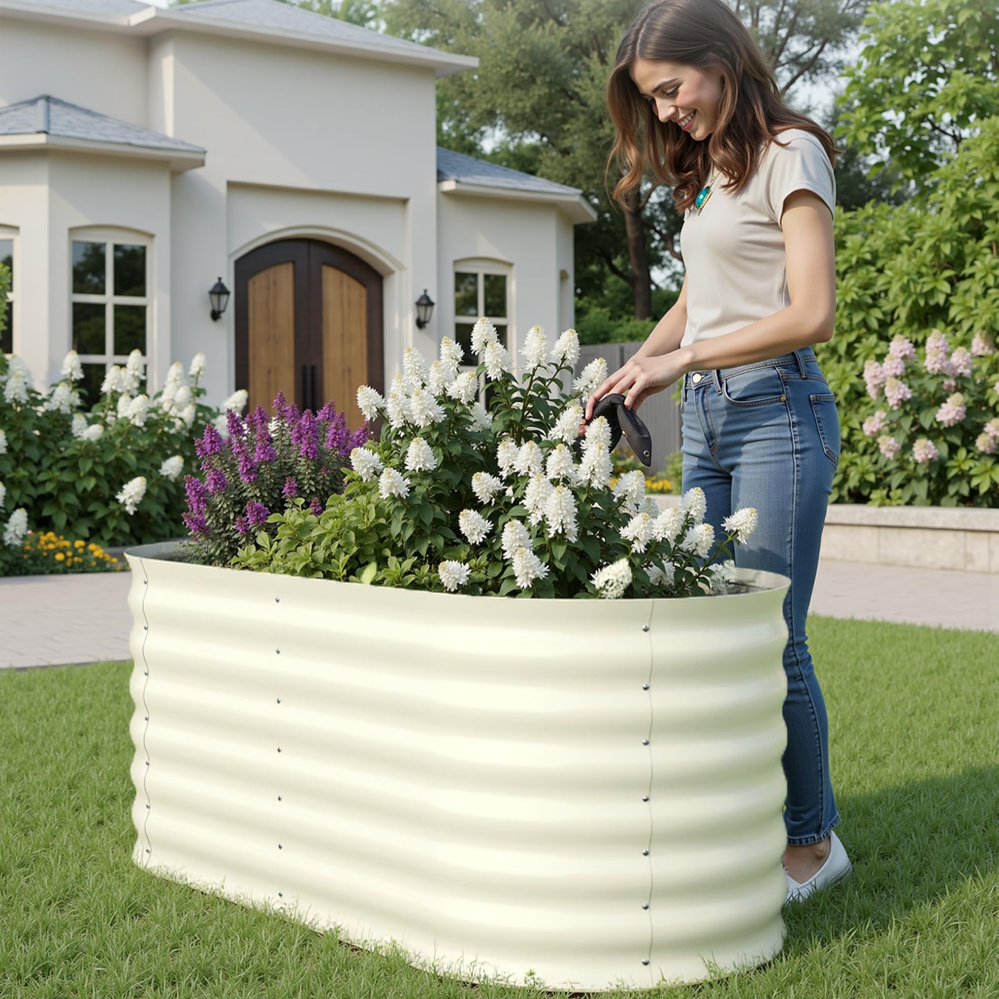 GARVEE 2 Pack 4ft x 2ft x 2ft Galvanized Steel Raised Garden Beds - Outdoor Deep Planter Box Kit with Tool-Free Assembly, Rust-Resistant Beige Coated Design for Vegetables, Flowers & Herbs - Perfect for Backyard Gardening, Patio Decor & Urban Farming
