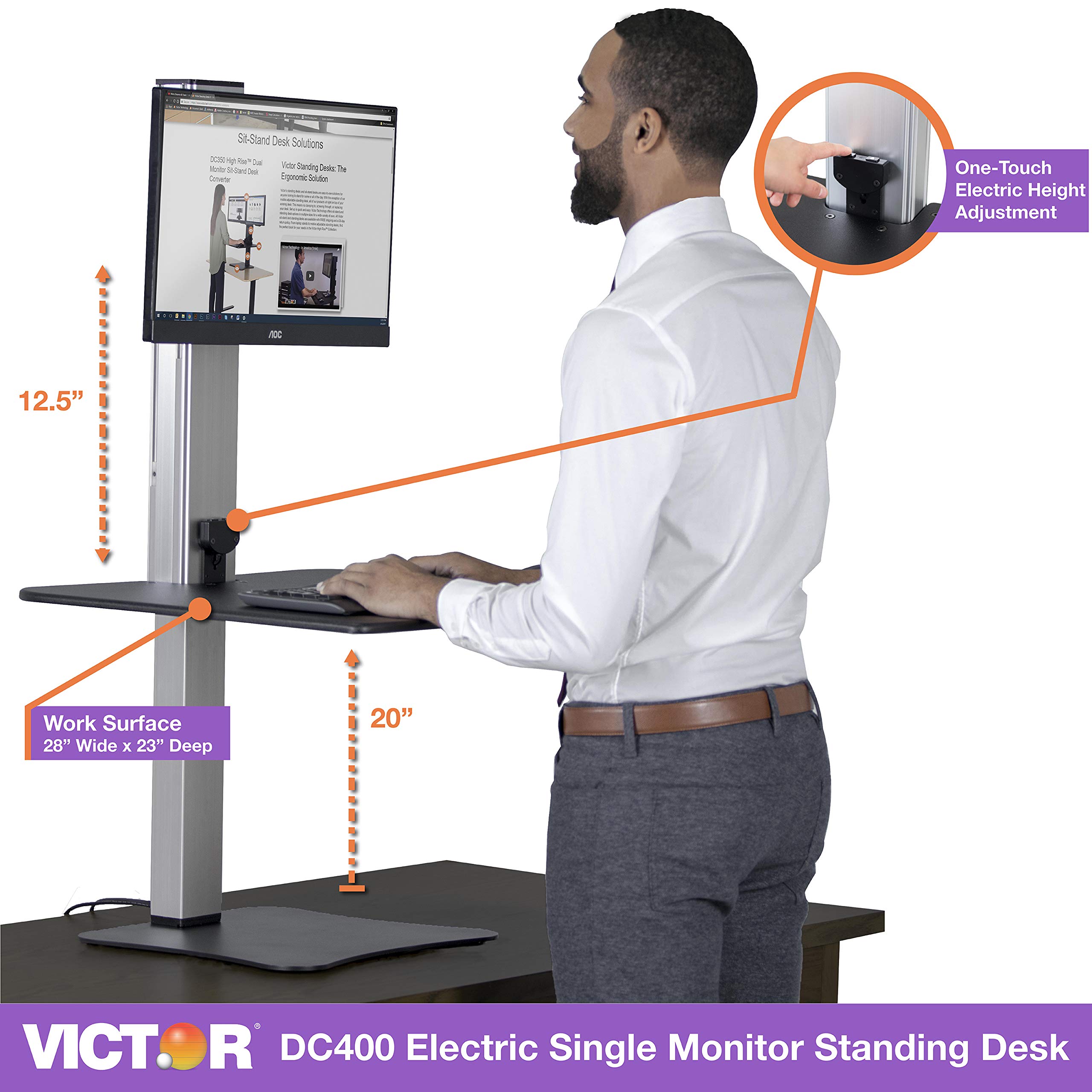 Victor DC400 Electric Standing Desk 28