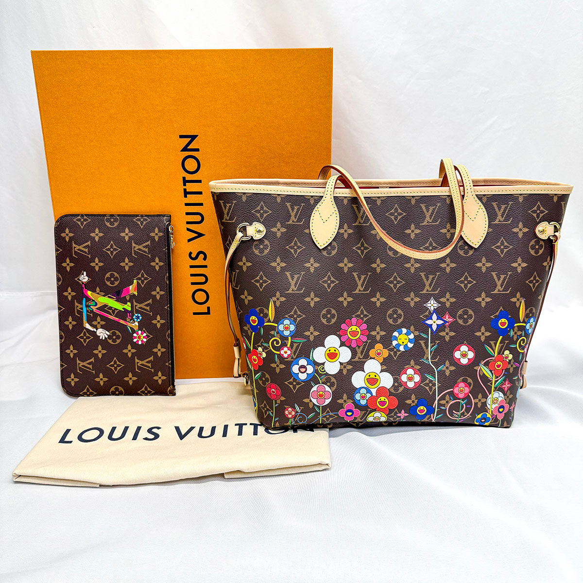 Authentic Louis Vuitton Neverfull MM Monogram Murakami Limited Edition Tote Bag - Stylish Designer Handbag for Women, Perfect for Work, Travel & Everyday Use